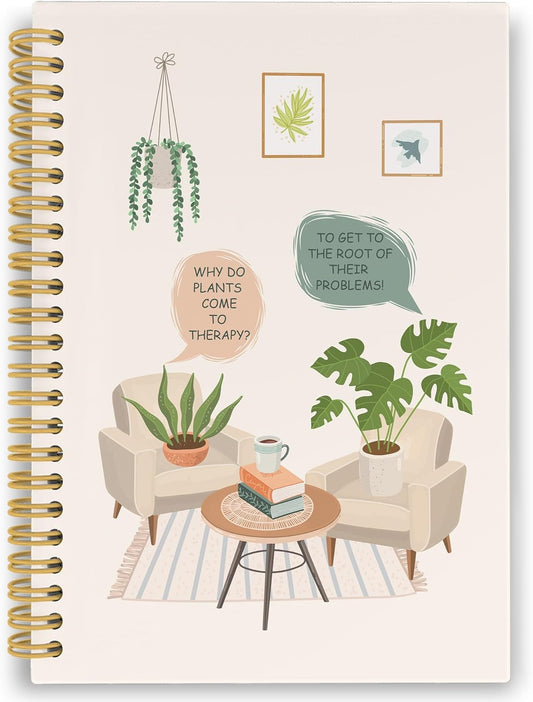 Funny Mental Health Spiral Notebook, Therapy Journaling Notebooks for Note Taking, Nature Plant Hardcover Journals for Women 160 Pages 5.5x8.3 Inch, Inspirational Gifts for Women
