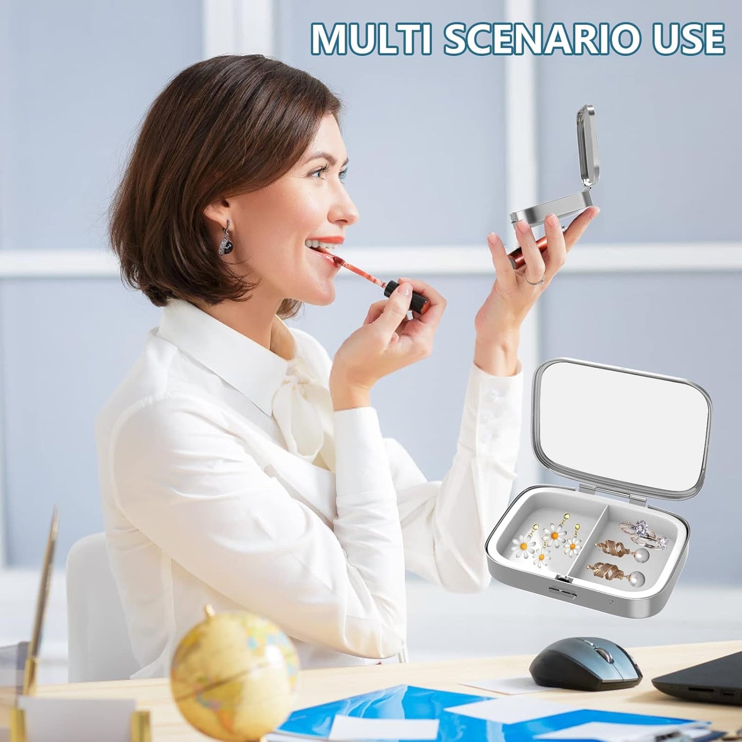 Pill Box 2 Compartment Small Pill Case,Portable for Pocket or Purse Pill Organizer Pill Container Holder to Hold Vitamins, Medication, Fish Oil and Supplements(Mountain)