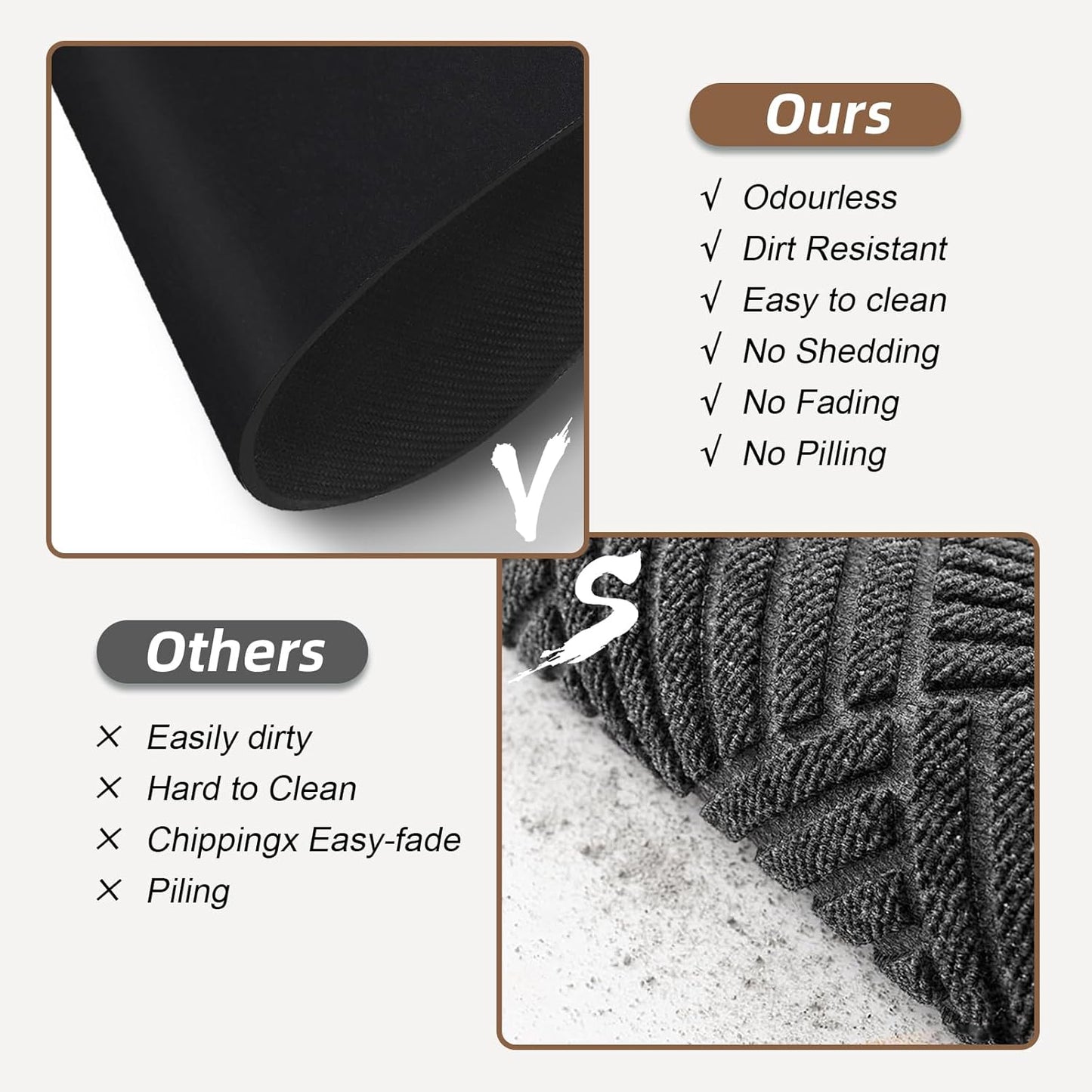 Diatomaceous earth bath mat Bathroom Rugs Sets 3 Piece Super Absorbent Quick Dry Bath Mats, Rubber Non Slip Shower Mat and Toilet Mat U Shape, Shower Rug for in Front of Bathtub Shower, Black