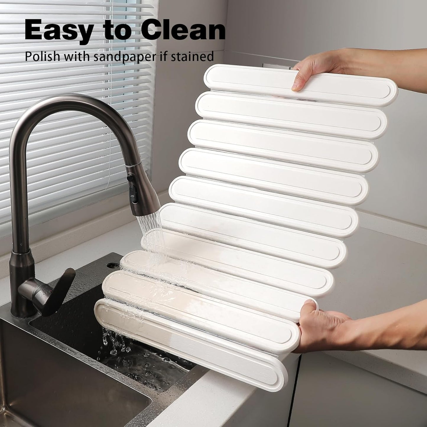 Stone Dish Drying Mat for Kitchen Counter, Quick Dry Stone Mat Kitchen for Dishes Bottles Cups, Large Foldable Diatomaceous Earth Dish Drying Mats Match Any Countertop, White