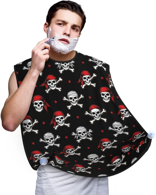 Beard Trimming Hair Catcher, Pirate Skulls Shave Bib, Non-Stick Bib Apron Waterproof, Shaving Tool for Men for Husband Father’s Day