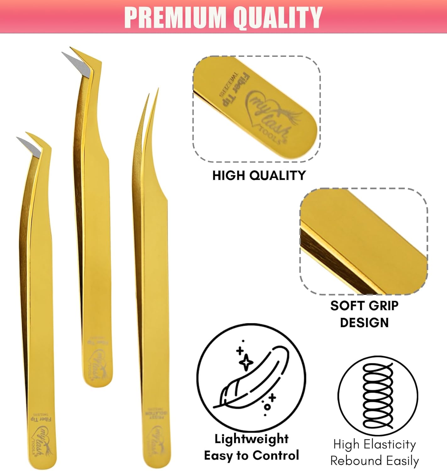 Fiber Tip Lash Tweezers for Lash Extensions, Precision Boot Volume Eyelash Extensions Tweezers Japanese Steel Curved Isolation Fiber Grip Tweezers pinzas para pestaas (3pcs)