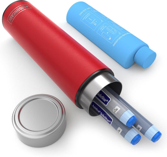 DISONCARE Odyssey 60H 3 Insulin Pens Cooler Travel Case Medication Cooler for Travel TSA Approved Diabetic Insulina EpiPen Carry Case Medicine Bag Ice Pack with Medical Tag(Rescue Red)