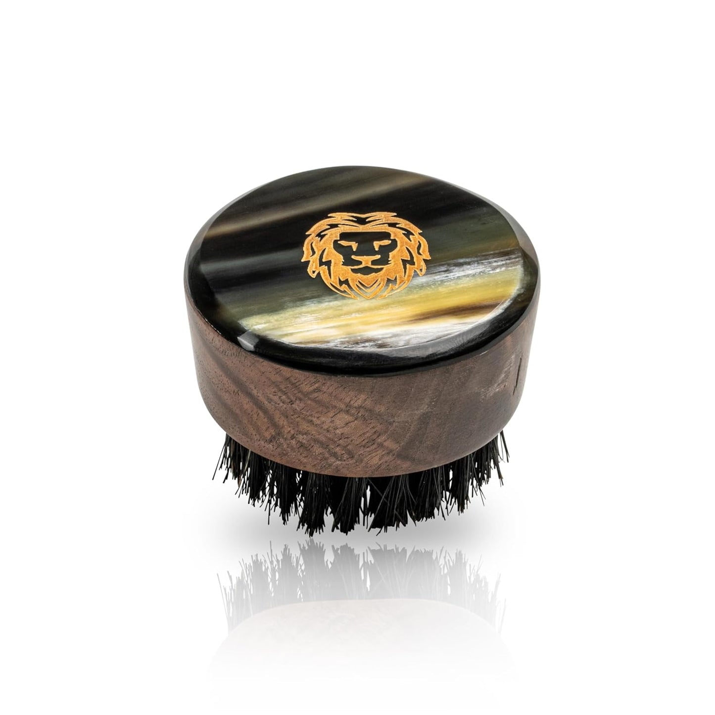 Premium Handmade Round Oxhorn Medium Stiff Natural Boar Bristle Men’s Travel Beard and Hair Care Brush
