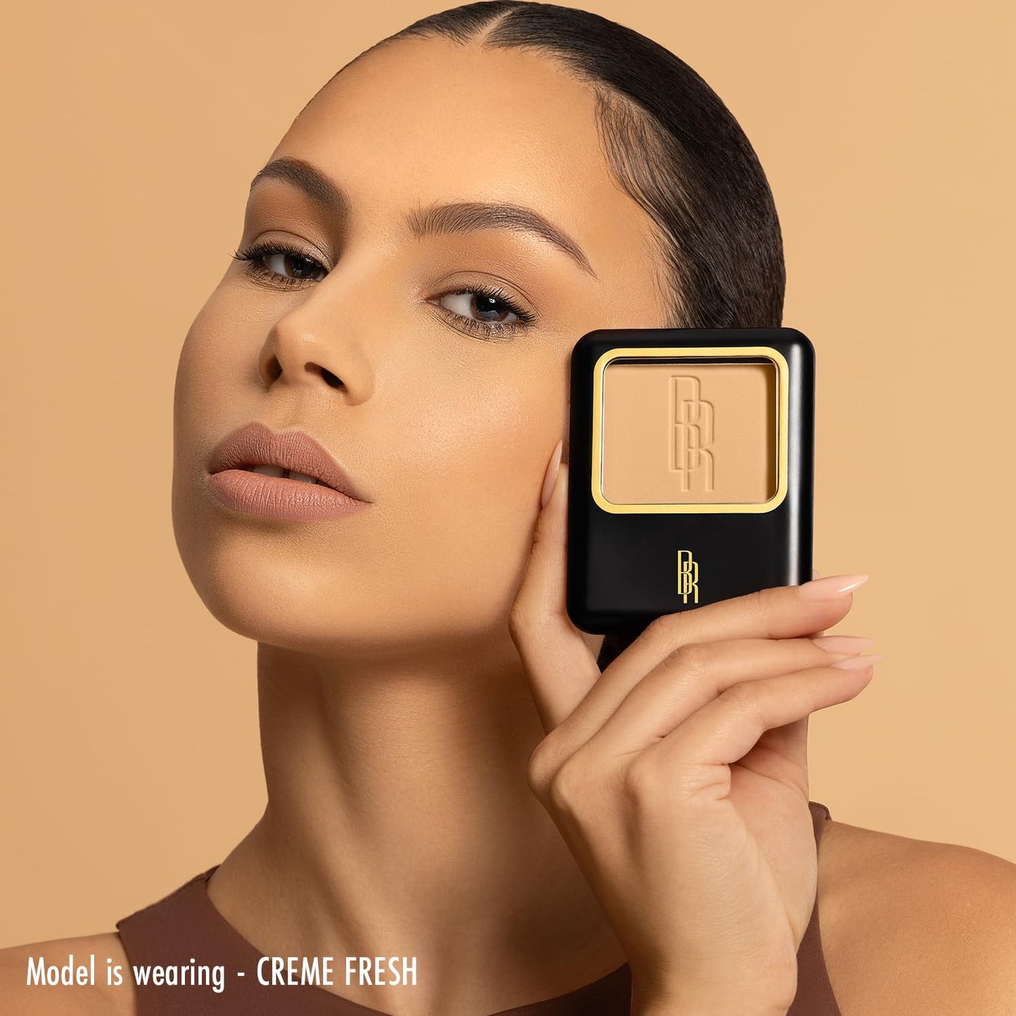 Black Radiance Pressed Powder, Buildable & Blendable Matte Finish Shine Control Compact with Mirror & Applicator, Cruelty-Free & Vegan - Biscotti