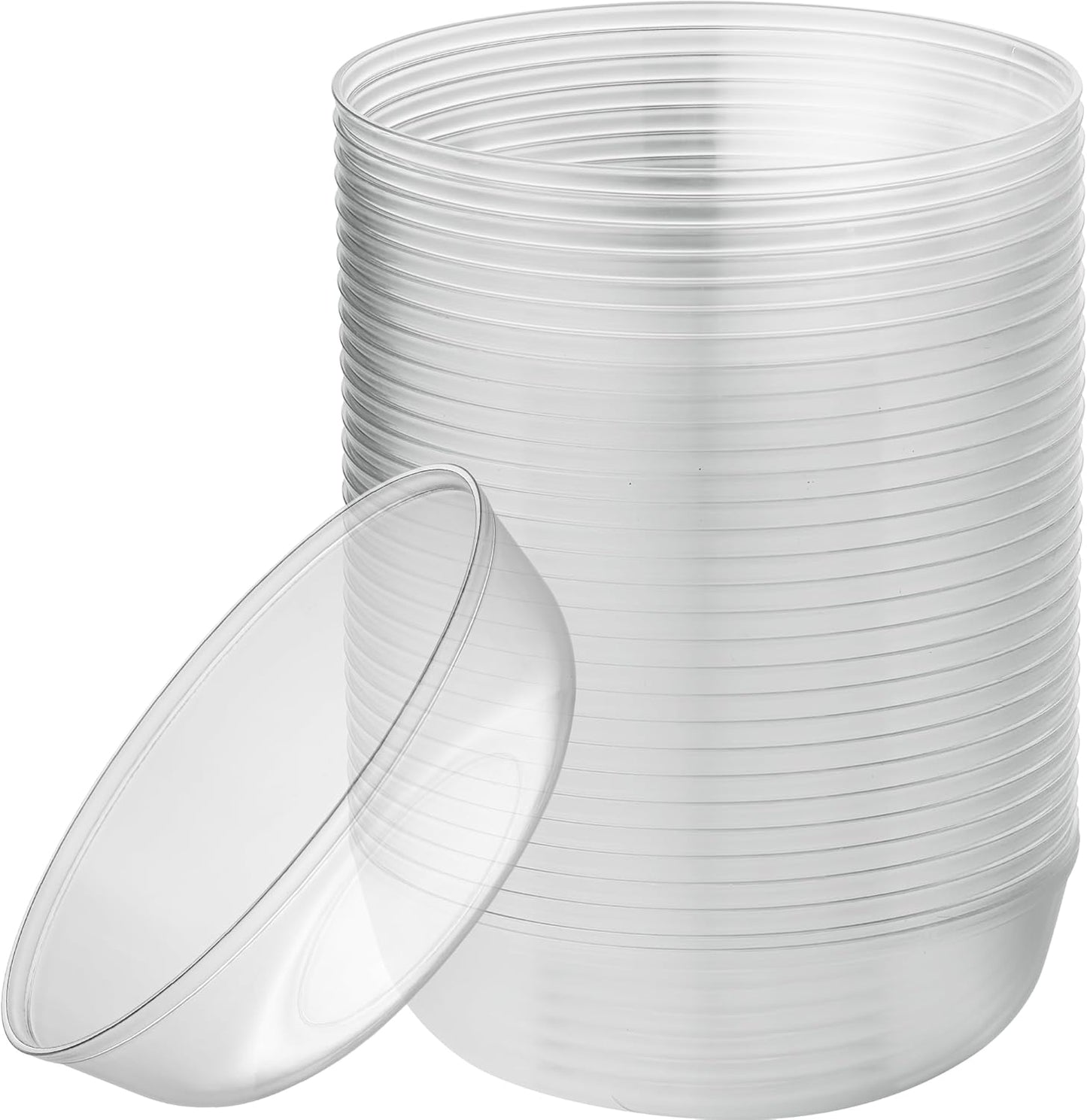 [30 Pack 16 OZ Bowls] Edge Collection Clear Plastic Party Bowls Premium heavyweight Elegant Disposable Tableware Dishes