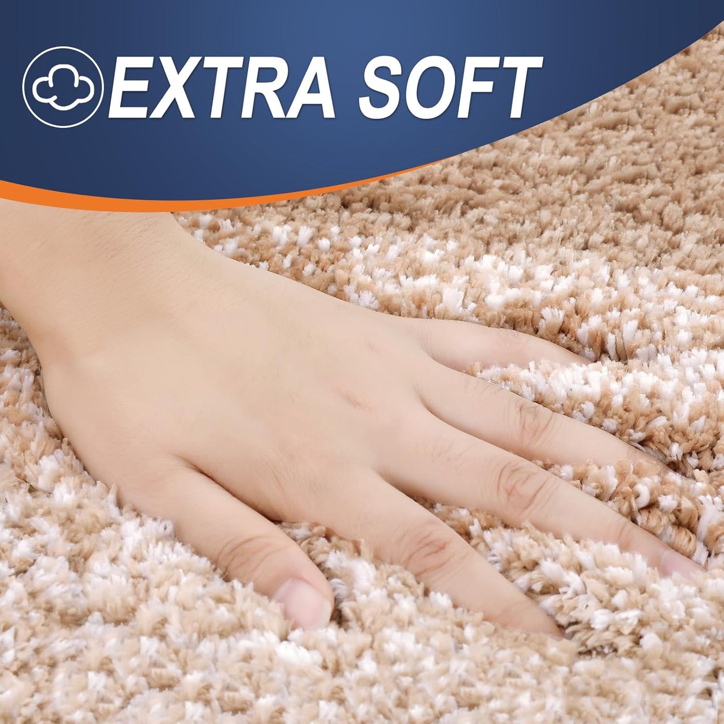 OLANLY Luxury Toilet Rugs U-Shaped 24x20, Extra Soft and Absorbent Microfiber Bathroom Rugs, Non-Slip Plush Shaggy Bath Mat, Machine Wash Dry, Contour Bathroom Mats for Toilet Base, Beige