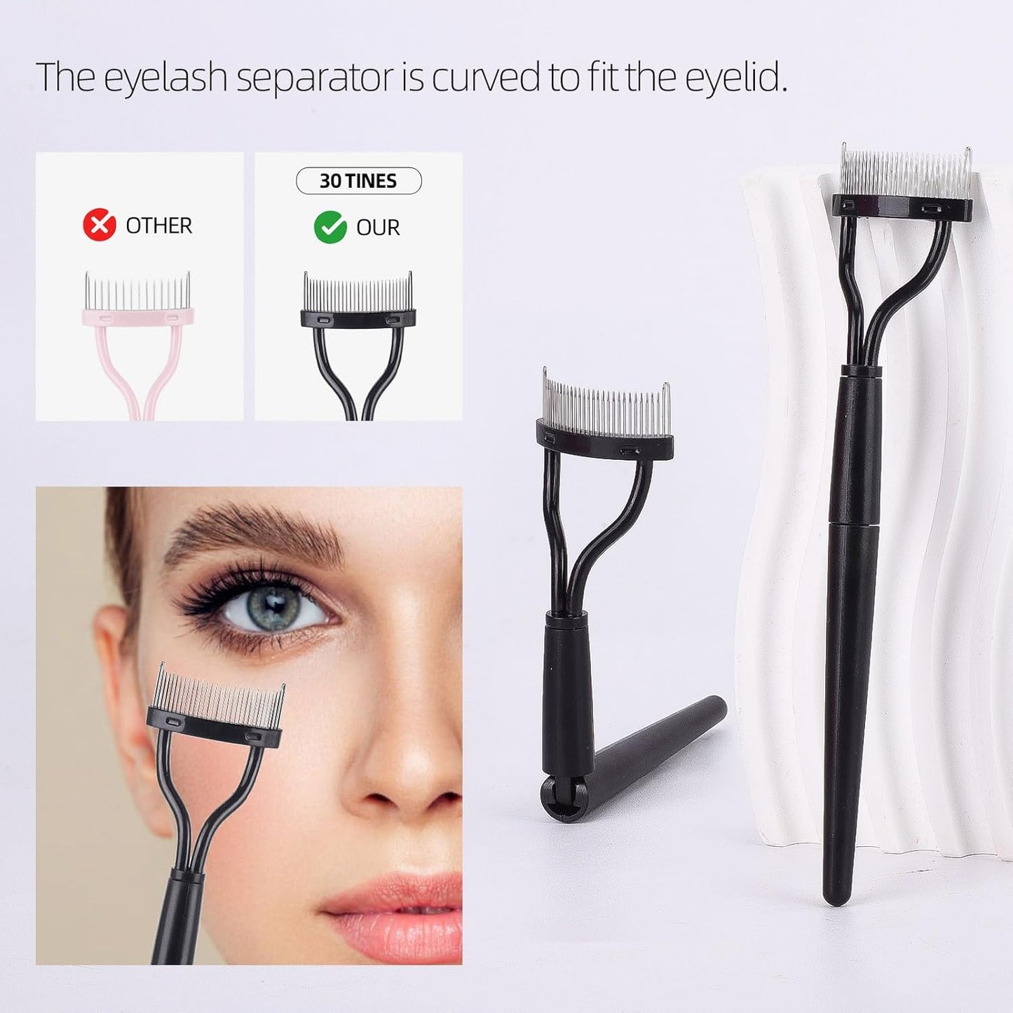 6 Pack Eyelash & Eyebrow Combs, Dual-ended Spoolie Mascara Brush and Lash Separator Tool for Eyelash Extensions