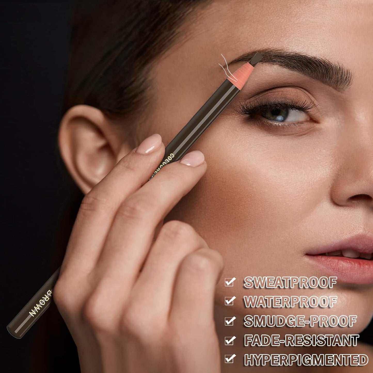 6 Piece Dark Brown Waterproof Eyebrows Pencil Tattoo Makeup And Microblading Supplies Kit-Permanent Eye Brow Liners In 5 Colors Waterproof Eyebrow Pencils Peel - Brow Pencil Set For Marking