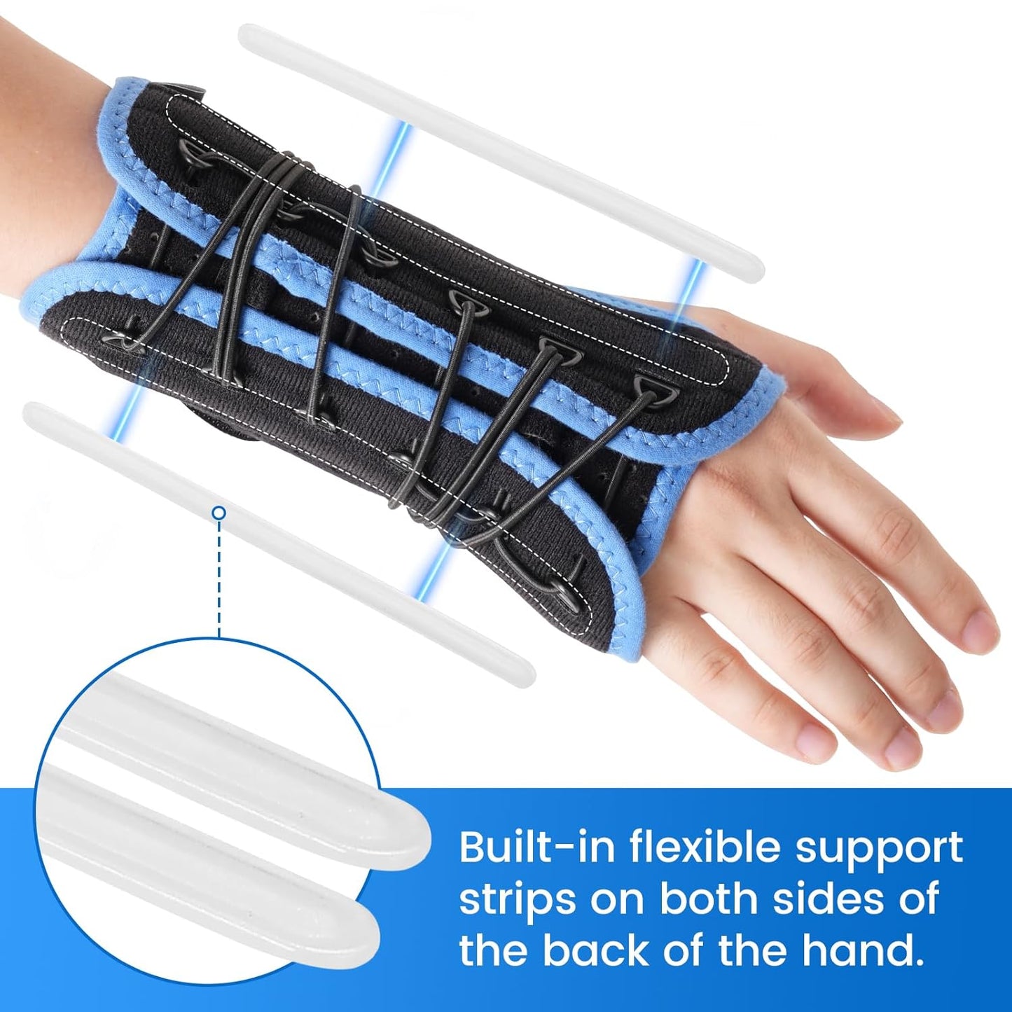 Velpeau Wrist Brace for Carpal Tunnel, Adjustable Elastic Tension Cords with Splints, Night Wrist Support for Arthritis, Tendonitis, Sprain, Injuries, Wrist Pain Relief Women and Men (Left Hand, S)