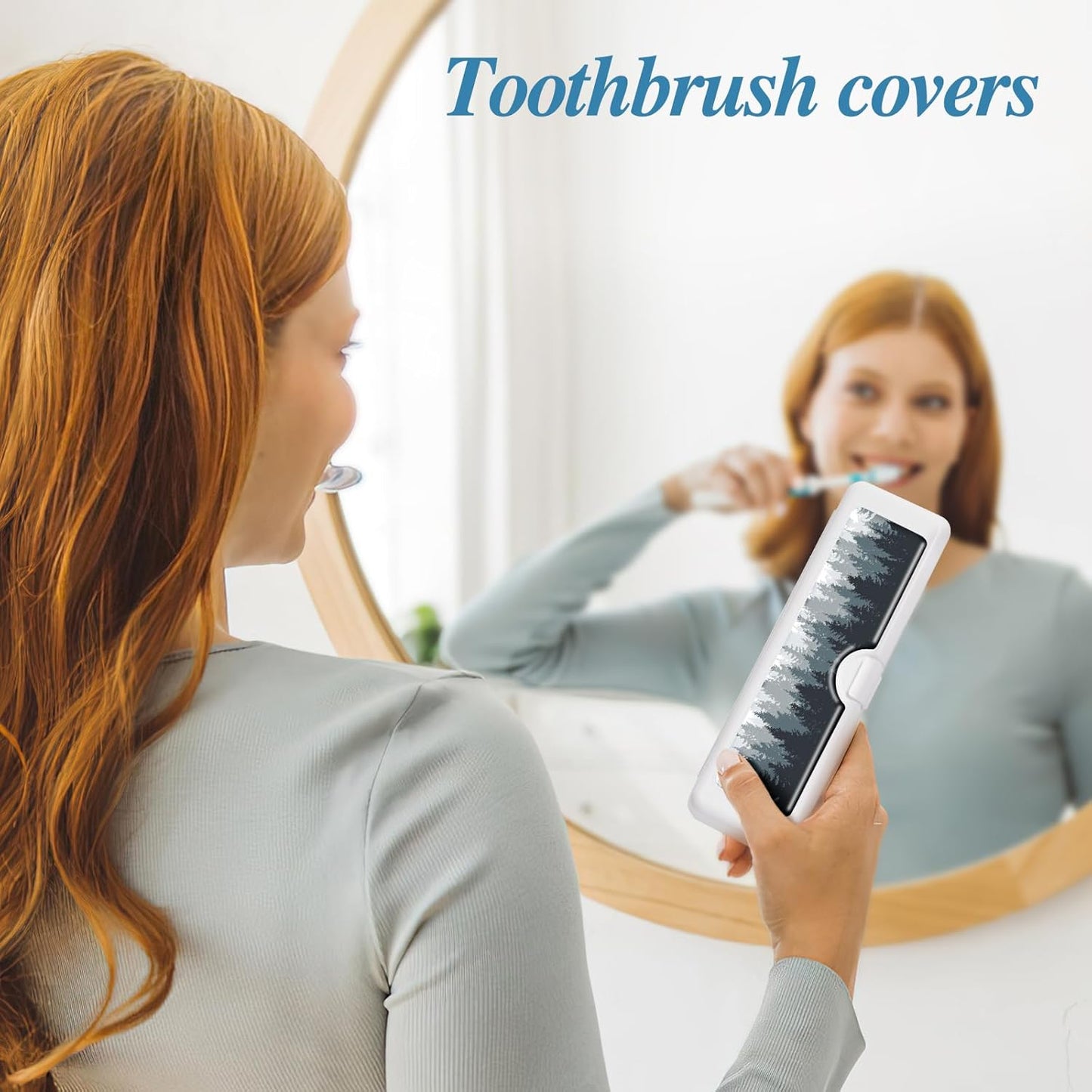 Toothbrush Travel Case - Colorful Pattern, Holder and Covers for Toothbrushes, Includes Tongue Scraper Case