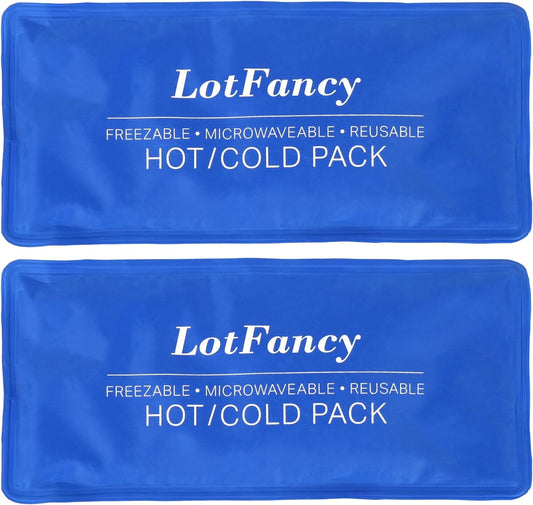 LotFancy Ice Pack for Injuries, Pack of 2, FSA HSA Eligible, Reusable Hot Cold Pack for Therapy, Cooling or Heating Pad for First Aid, Back Shoulder Neck Head Feet Pain Relief, 11 x 5 Inches
