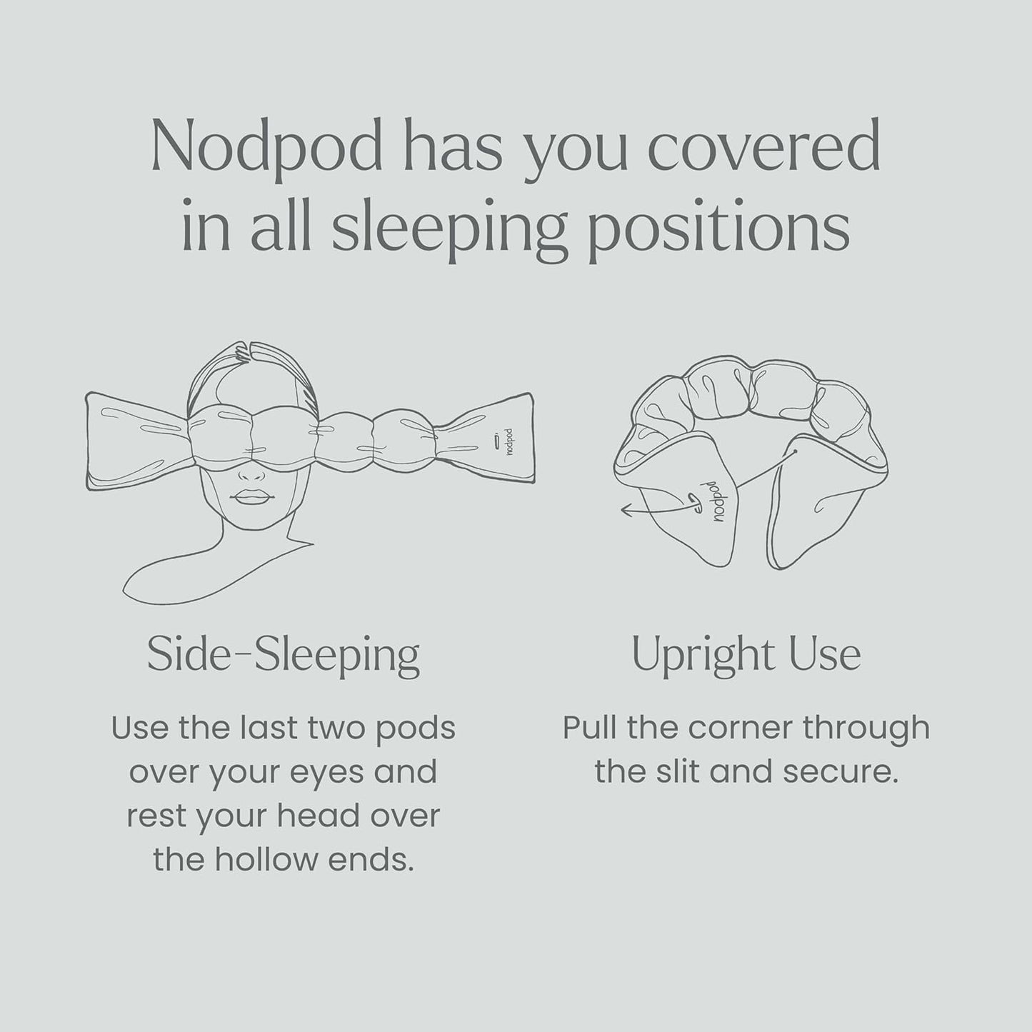 Nodpod Gentle Pressure Silk Sleep Mask | Strap-Free Design for Sleeping, Travel & Relaxation | Bead Filled, Machine Washable (Pearl)