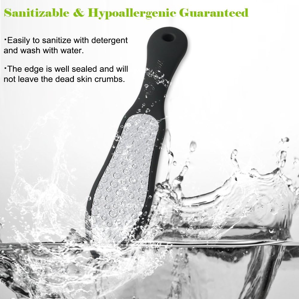 BEZOX Foot File (1 PCS), Double Sided Foot Scraper Callus Remover, Foot Rasp for Cracked Heel and Foot Corn Removal, Stainless Steel Pedicure File W/Cloth Storage Bag