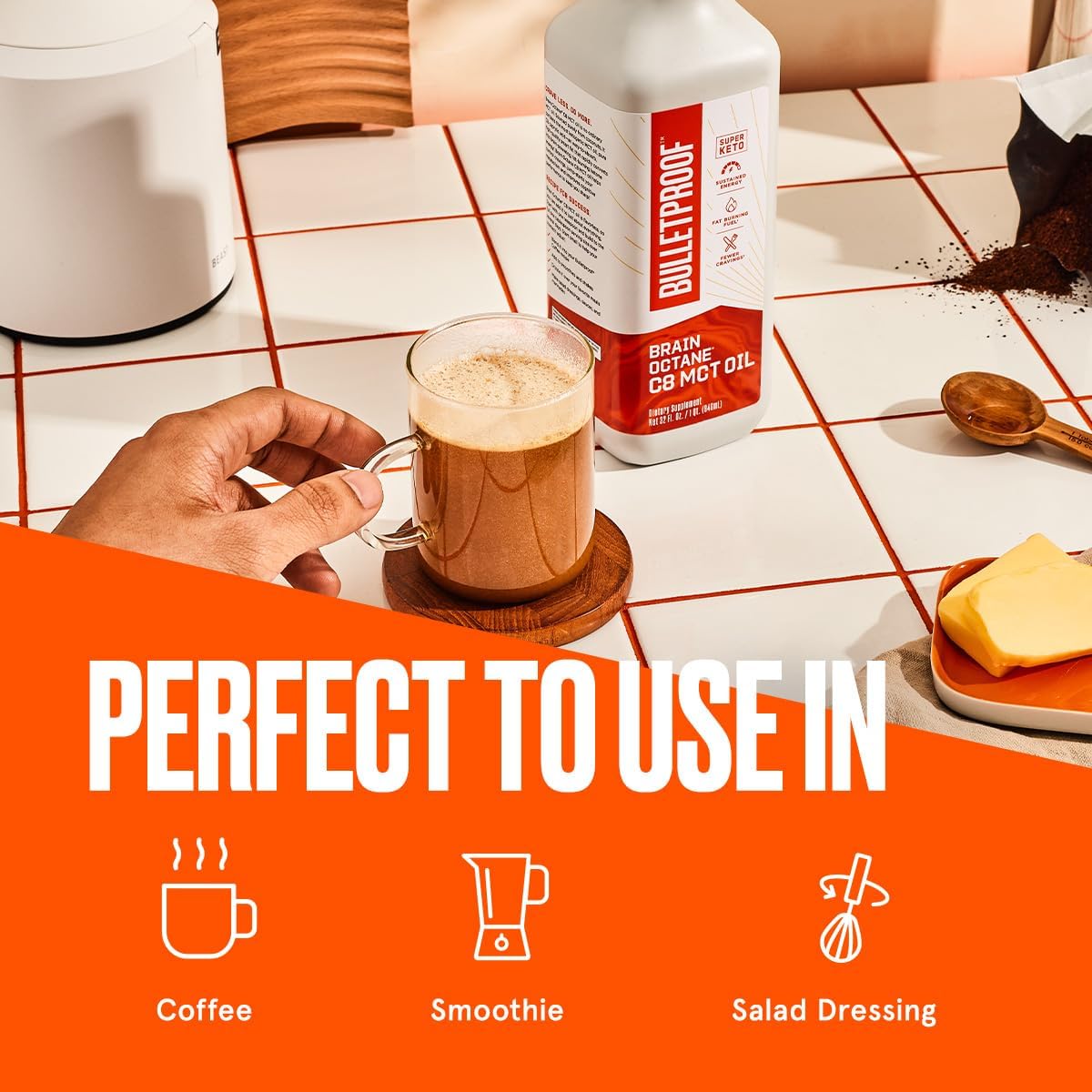 Bulletproof Brain Octane C8 MCT Oil, 32 Ounces (Pack of 2), Keto Supplement for Sustained Energy and Craving Support