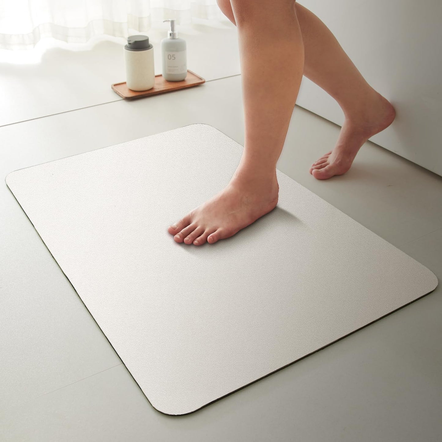 White Bath Mat, Bathroom Rugs Non Slip Washable Thin Absorbent Quick Dry Bath Mat Fits Under Door Bathroom Floor Mat Perfect for Bath, Shower, or Sink 24"x48" White