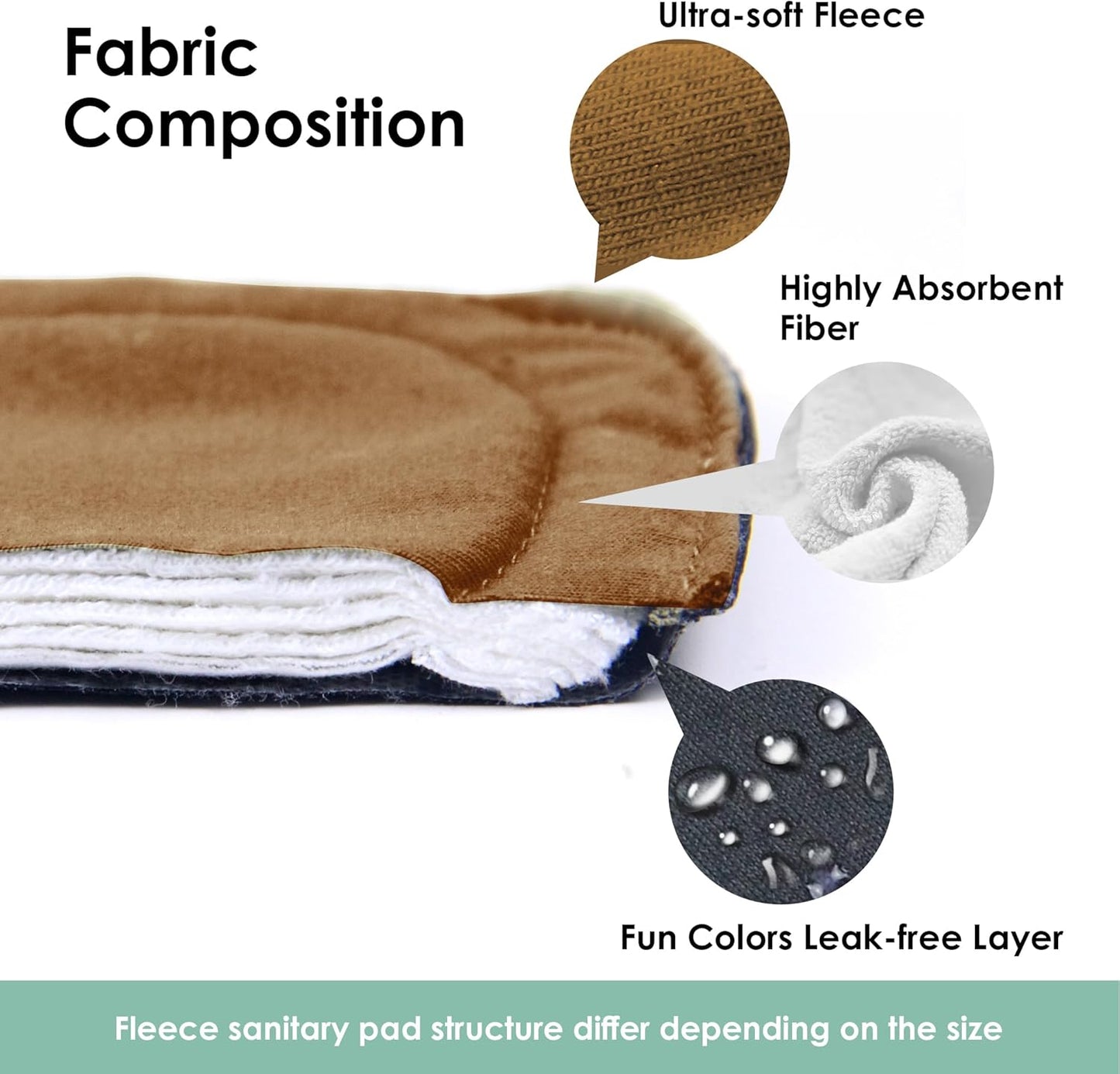 wegreeco 6 Pcs Reusable Menstrual Pads, Ultra Absorbent Cloth Pads for Heavy Flow, Sanitary for Teens, Women, Nonslip, Inner Aqua, Burgundy, Coffee, Rose Gold Outer, S