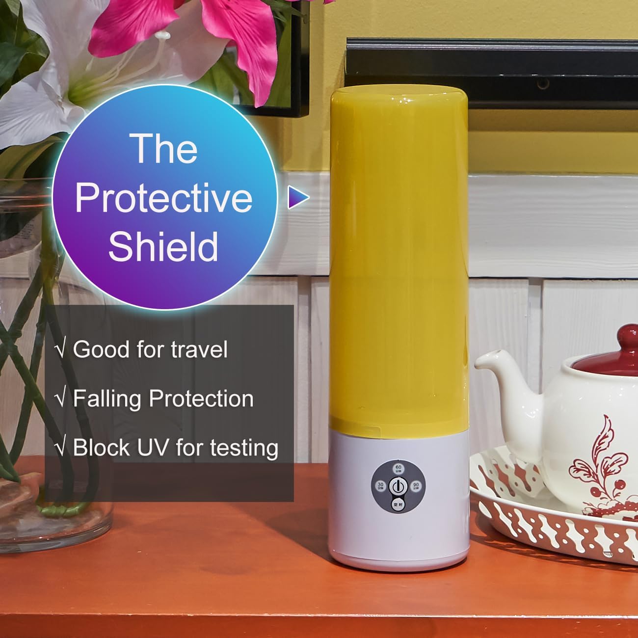 UV Light Sanitizer, 55w 254nm UVC Lamp for Room Surface Disinfection, Kills Bacteria Molds Dust Mites up to 750 sqft, Home/School/Hotel/Travel, 1Y warranty (Gold with Ozone)