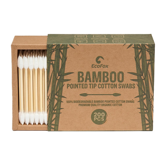 Precision Tip Cotton Swabs 200 Count | Organic & Biodegradable Pointed Cotton Buds | 100% Eco-Friendly & Natural | Perfect for Nails & Makeup, Fine Cleaning, Arts & Crafts