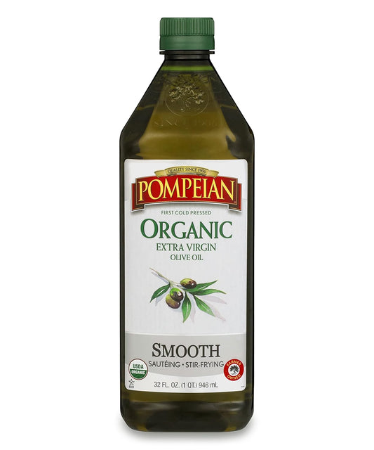 Pompeian USDA Organic Smooth Extra Virgin Olive Oil, Contains Polyphenols, First Cold Pressed, 32 Fl Oz