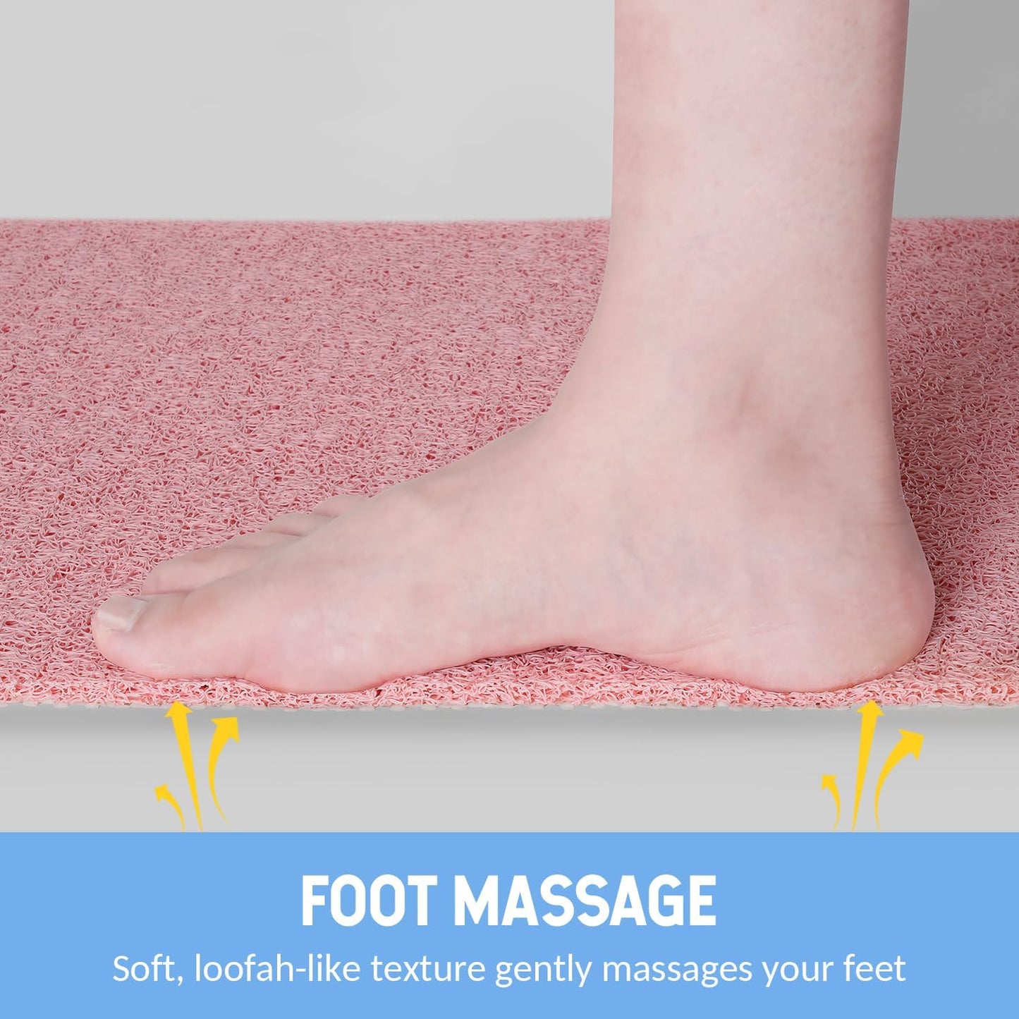 Non-Slip Bathtub Mat, 2 Pack Anti Slip Shower Mat, Fast Drying Bathtub Mats, Foot Scrubber Mat, Anti Slip Mat for Tub, Floor, Bathroom, Kitchen, Home, Hotel (Pink 24"×16"+24"×16")