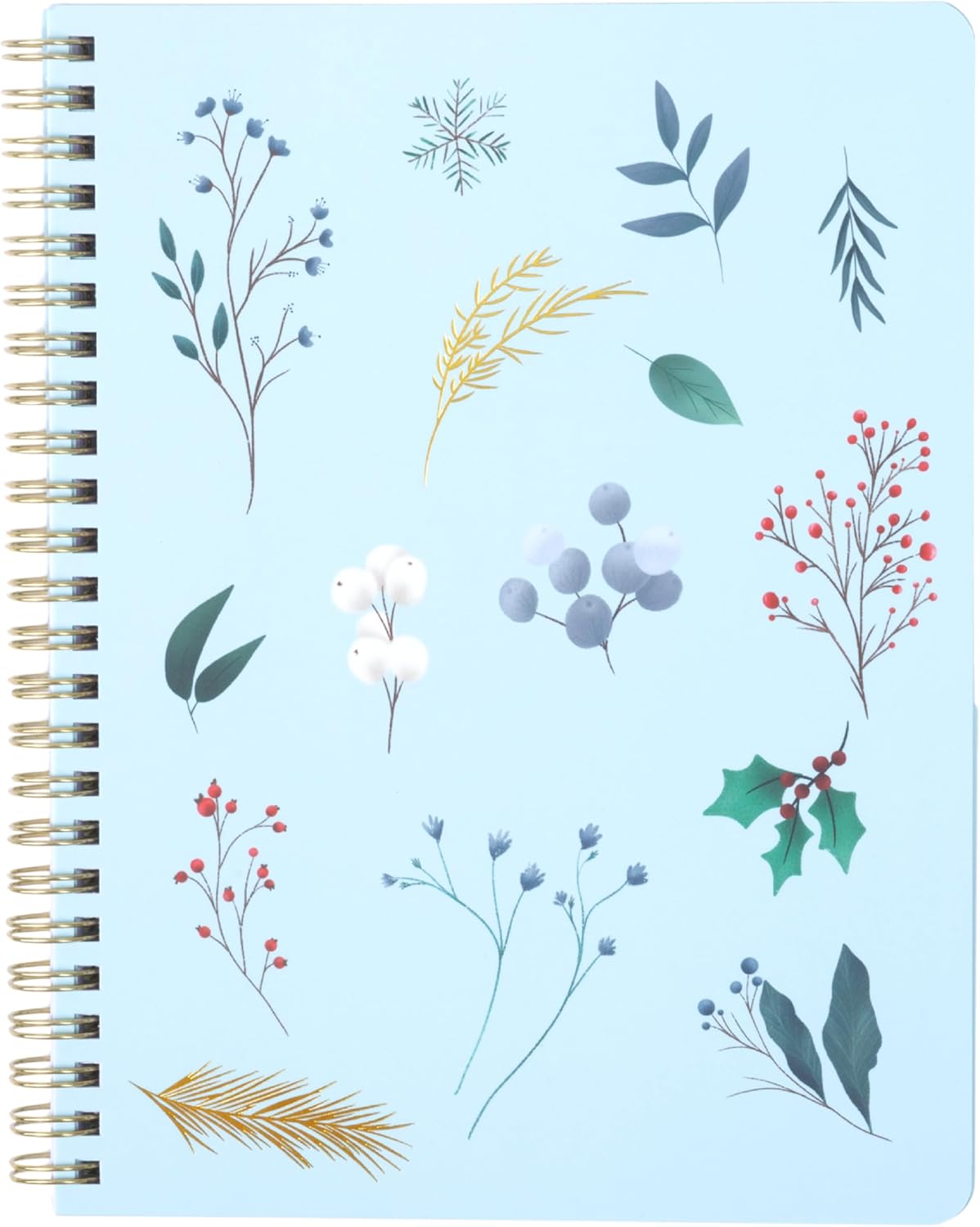Happy Hoos® Aesthetic Spiral Notebook - 6.25" x 8.25" College Ruled Journal Notebook - Hard Cover Writing Journal for Work, School, Travel, More - Floral Notebook 8 Seasonal Designs (Frost & Flora)