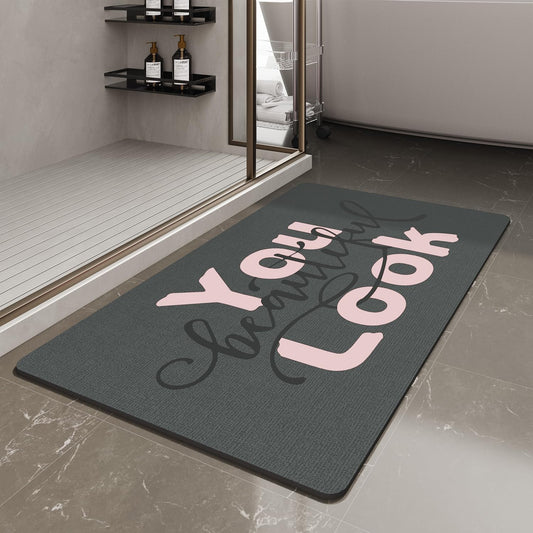 MontVoo-Bath Mat-Bathroom Mat Rug Non Slip Super Absorbent Stain Resistant Quick Dry Thin Bathroom Rug-Bath Mats for Bathroom Floor Bathtub Vanity-24 x35 Pink