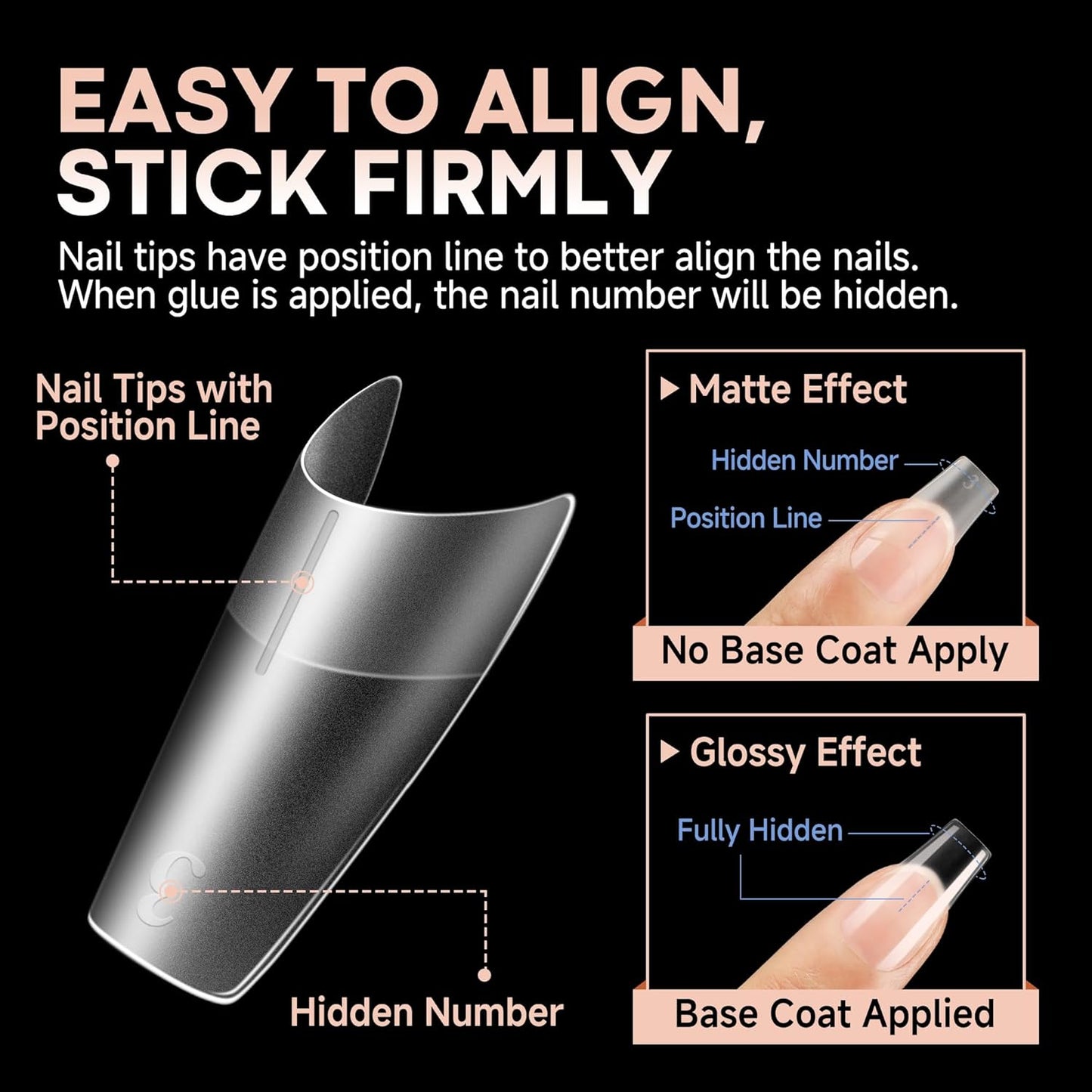 UNA GELLA Medium Square Gel Tips Full Matte Square Nail Tips 216pcs Half Cover Clear False Acrylic Nails for Nail Extensions, DIY Art Salon 12 Sizes