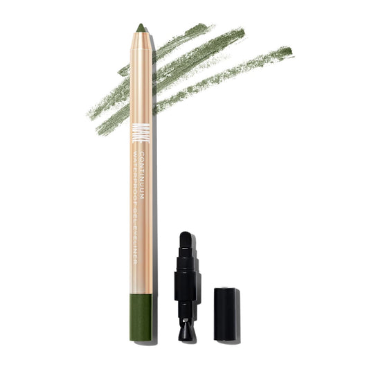 MAKE Beauty Continuum Waterproof Gel Eyeliner Pencil. Creamy, Pigmented Multi-Use, including Waterline with Built-in Sharpener and Blending Brush. Smudge-Proof Makeup. Shade - Gamma Ray, Olive