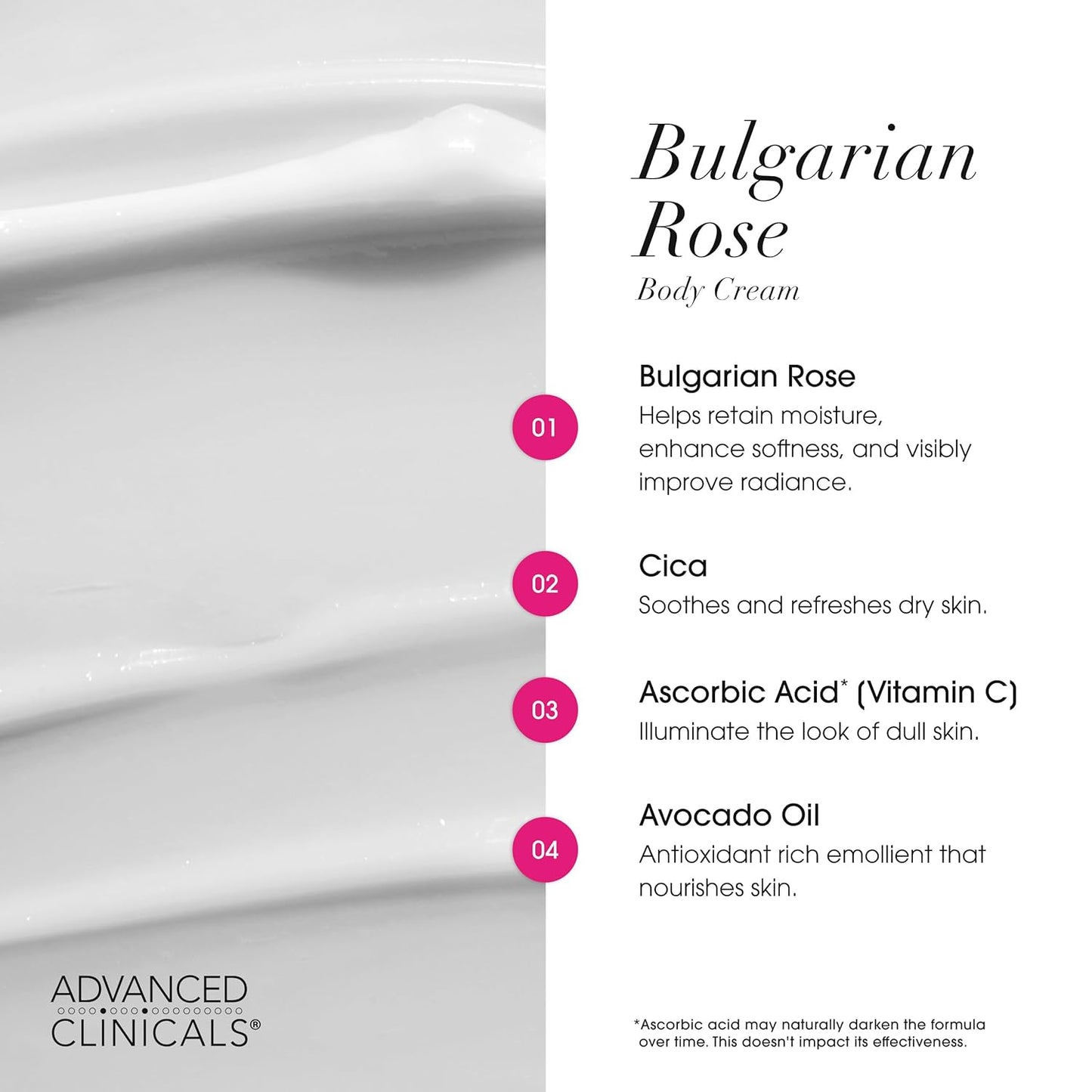 Advanced Clinicals Bulgarian Rose Lotion For Women | Rose Scented Vitamin C Body Lotion Cream | Visible Anti Aging Vitamin E Moisturizer Body Butter Improves Look Of Sagging Dry Skin & Texture, 16 Oz