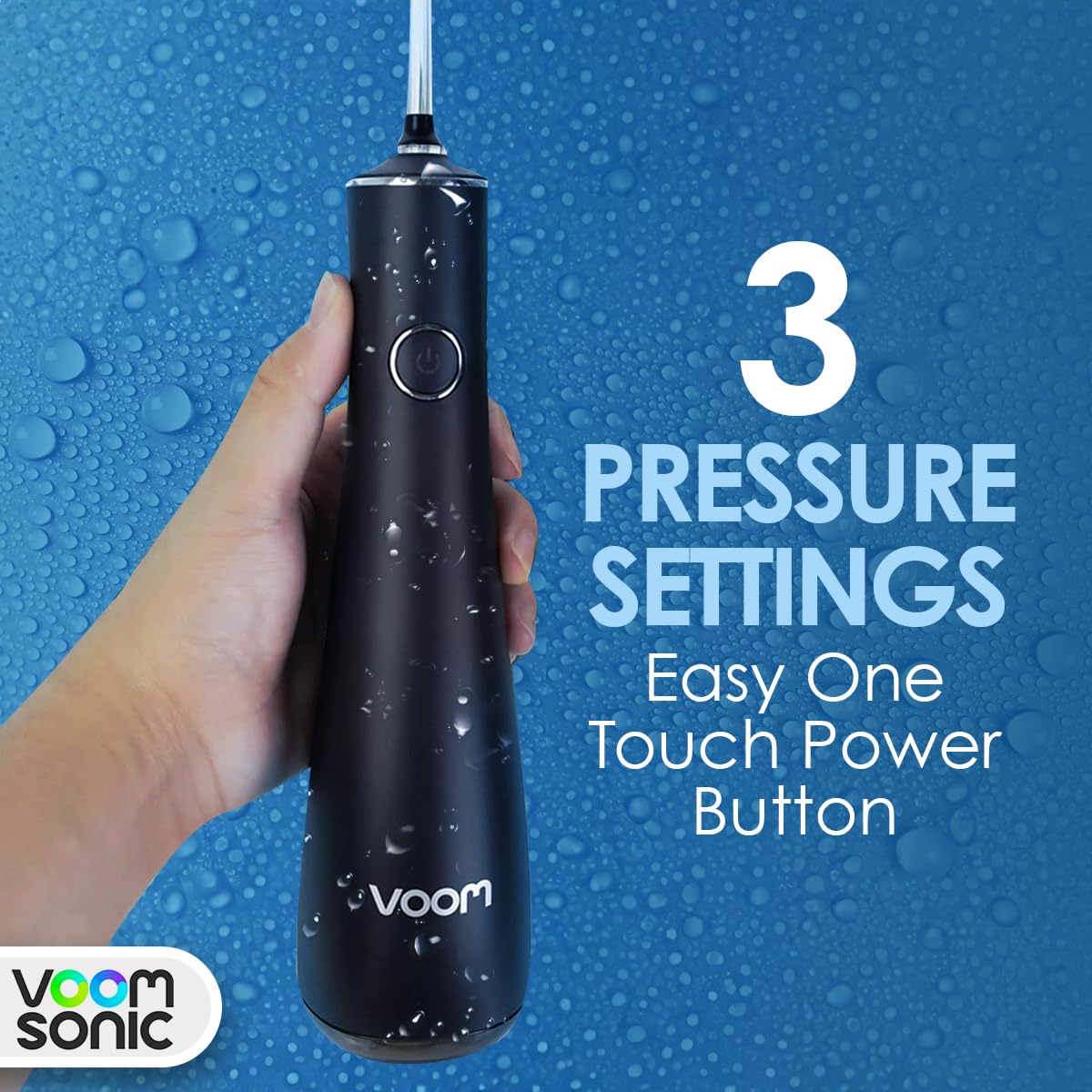 Cordless Water Flosser (Black) | Portable Oral Irrigator, Travel-Friendly Water Pick with 4-Tips, 3 Speed Rechargeable Water Dental Flosser for Teeth Cleaning, Braces & Sensitive Gums, IPX7 Waterproof