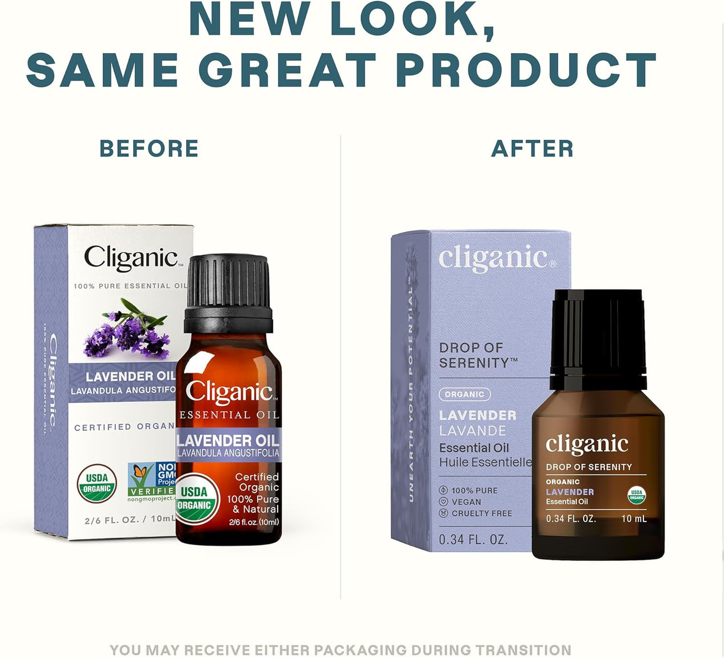 Cliganic Organic Lavender Essential Oil - 100% Pure Natural Undiluted, for Aromatherapy Diffuser | Non-GMO Verified (Packaging May Vary)