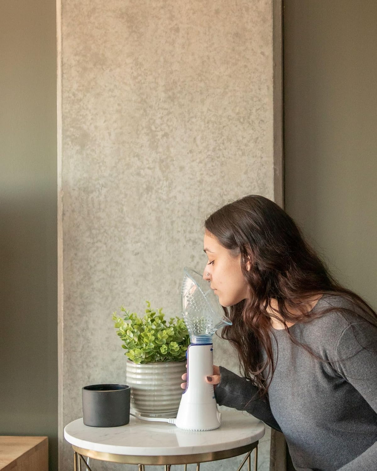 Crane x Halls Personal Vaporizer Steam Inhaler, Throat Steamer, Warm Steam Sinus Inhaler for Congestion and Cough Relief, Vapor Pad Compatible, Vocal Steamer for Singers