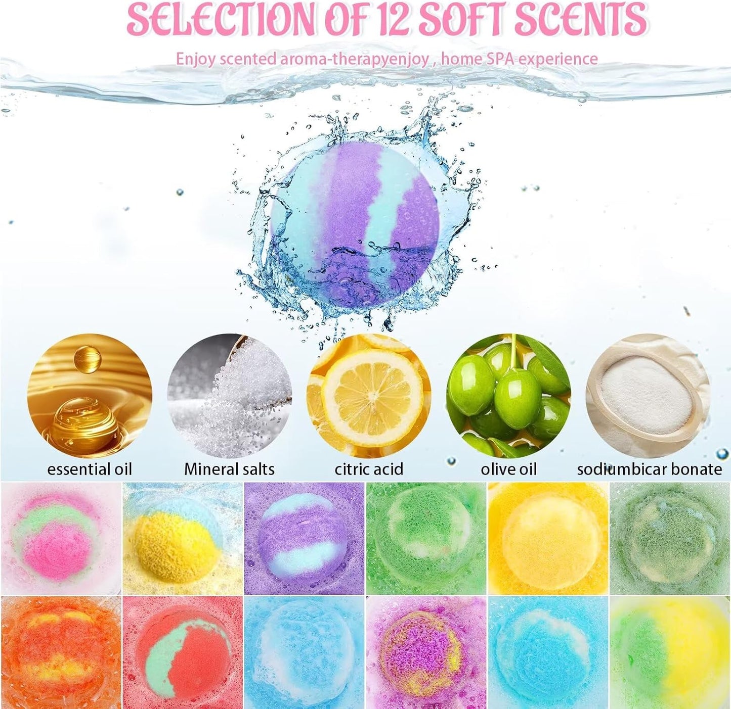 Bath Bombs for Women, 12 Pcs XL Organic Natural bathbombs with Shea Butter & Safe Oil for Dry Skin Moisturizing, Relaxing Aromatherapy, Bubble SPA, Mothers Day Gifts for Her Wife Girlfriend Mom