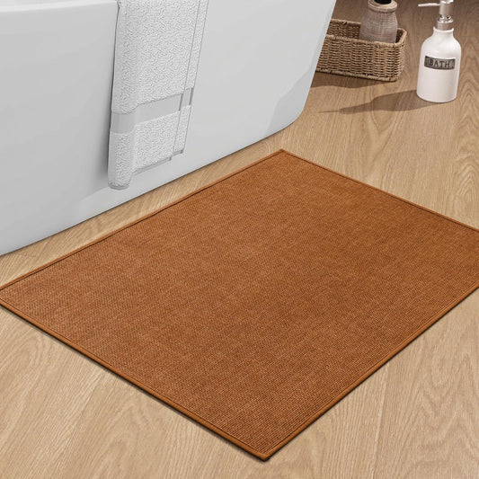 chakme Bathroom Rugs Mat 36x24, Ultra Thin Non Slip Bath Mat Large Quick Dry Absorbent Bath Mat for Bathroom, (Orange, 36"x24")