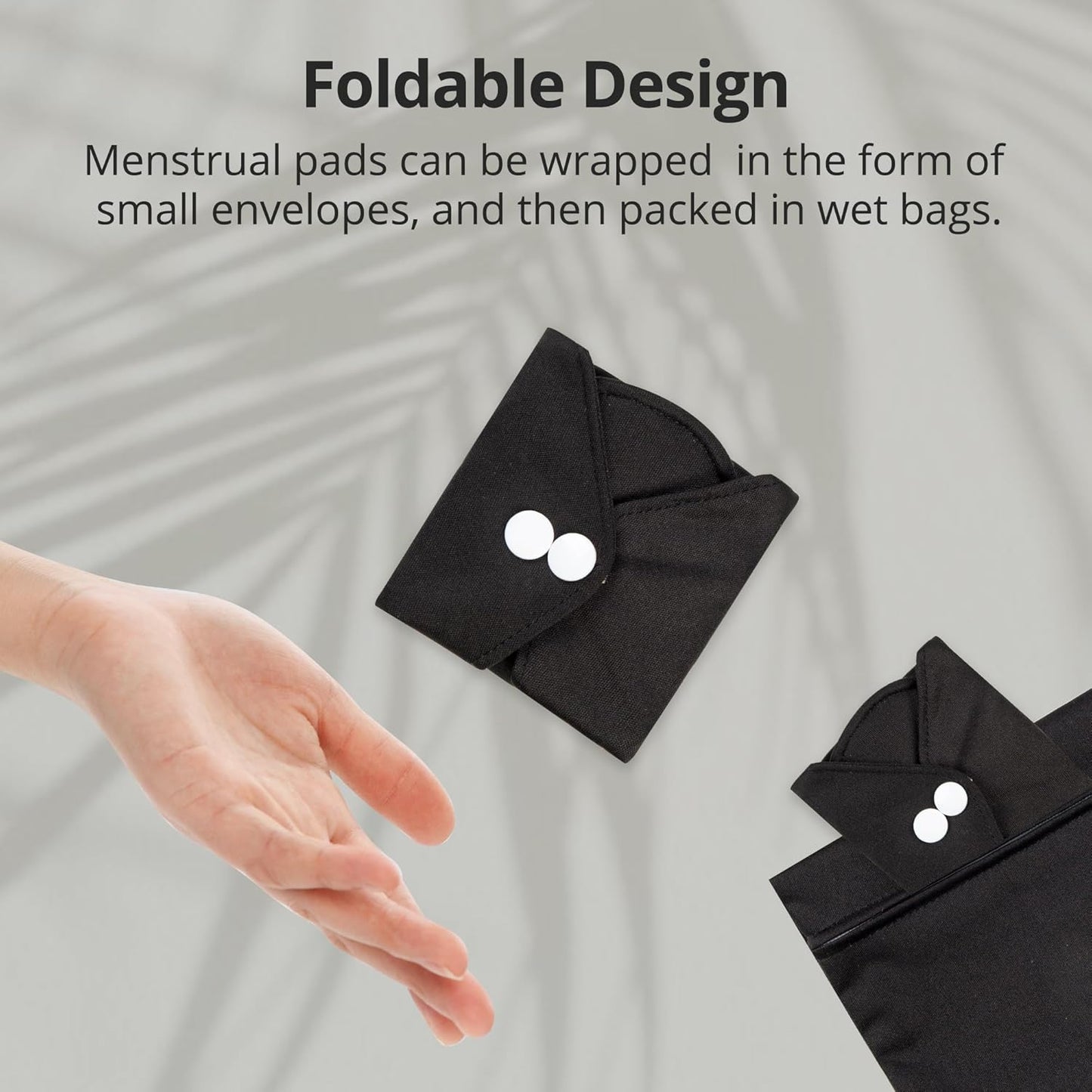7pcs Set 1 pc Mini Wet Bag +6pcs Absorbent Reusable Sanitary Pads/Washable Cloth Menstrual Pads(Black,M)