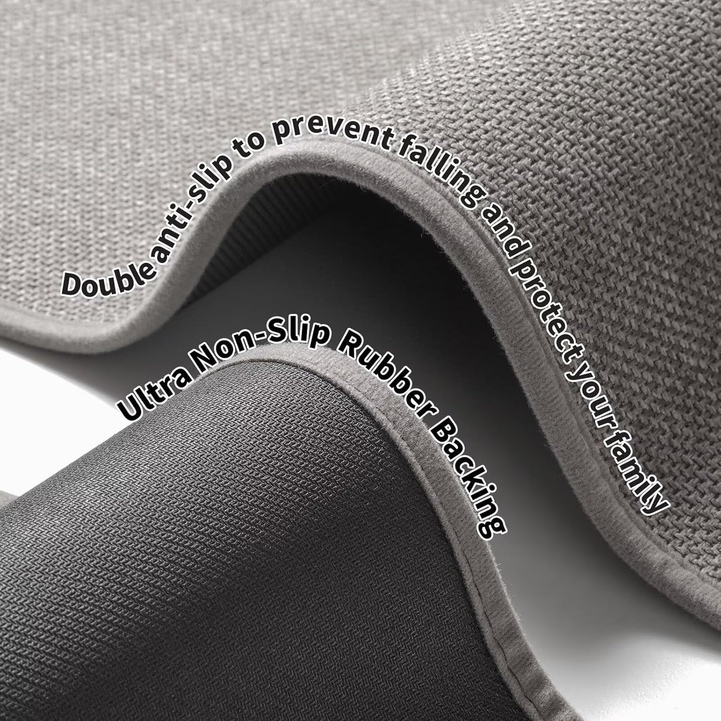 Ultra Thin Braided Bathroom Rugs Bath Mat Non Slip Washable, Rubber Backing Super Absorbent Thin Bathroom Rug Fit Under Door, Quick Dry Entrance Bath Rug Shower Floor Mat, Gray 20"x32"