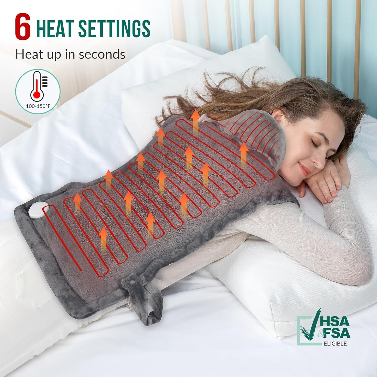 Snailax Heating Pad for Back Pain Relief, Christmas Gifts, Large Heating Pad for Neck Shoulder Back, Neck Warmer Weighted Wearable Back Heated Pad, Auto Shut Off, (Grey)