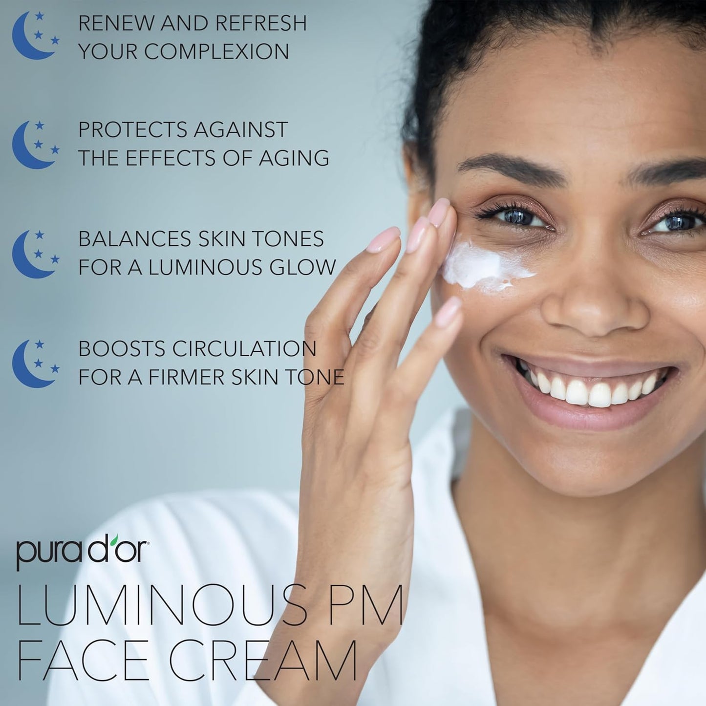 PURA D'OR 1.7 Oz Luminous PM Face Cream - Methylene Blue, Marine Collagen, Retinol, Peptides, Apple Stem Cell Extract - Anti-Aging Nighttime Moisturizer - Overnight Facial Treatment For Women & Men