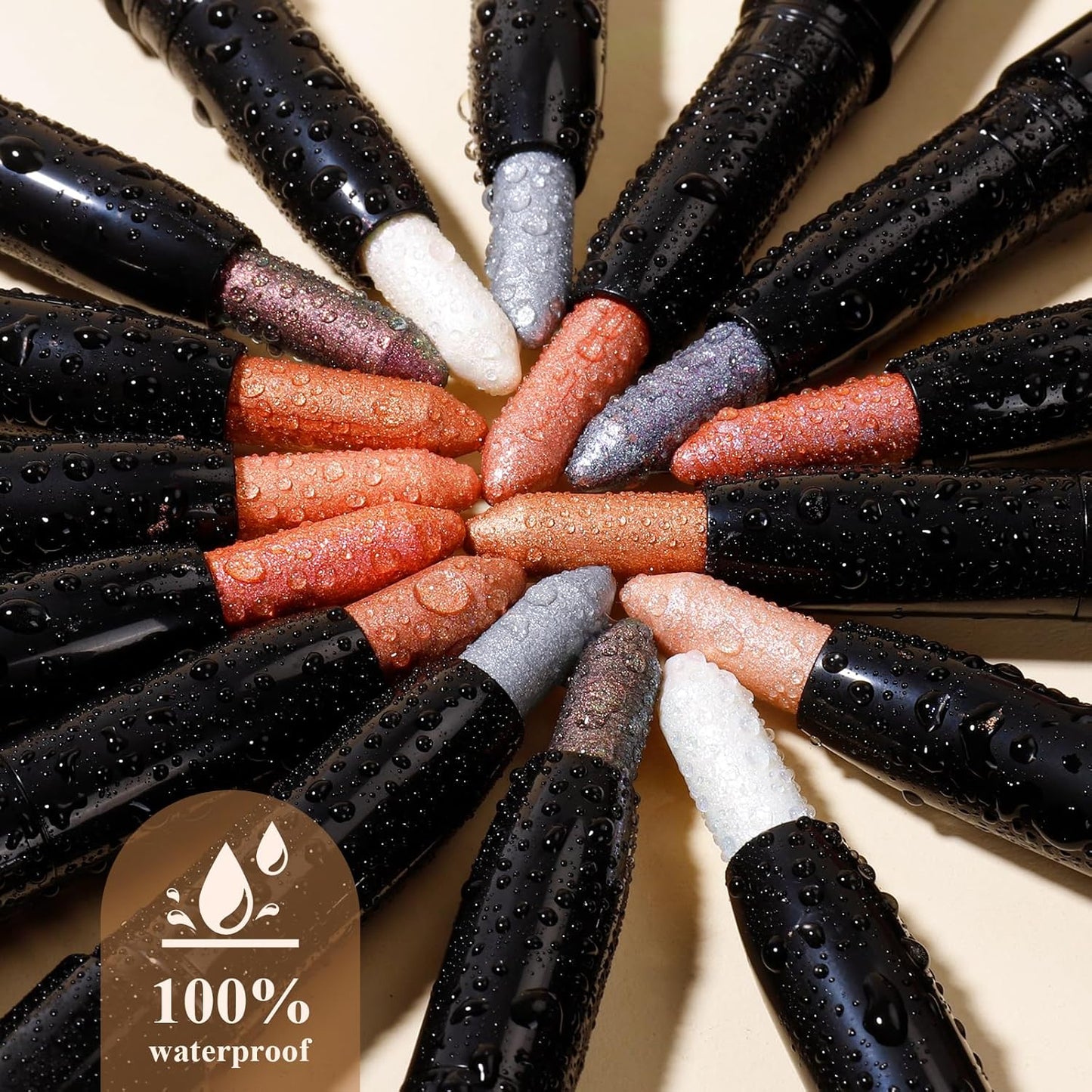 Cream Waterproof Hypoallergenic Eyeshadow Stick, long wear Metallic Glitter Matte Eye Shadow Pencil With Makeup Brush, Eye Brightener, 15 Azalea Shimmer