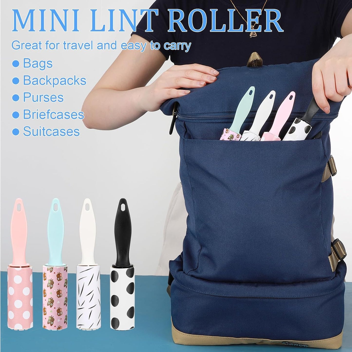Hushee 48 Pcs Mini Lint Rollers for Pet Hair Lint Roller Travel Size Clothes Roller Lint Removers Sticky Lint Removing Tool for Clothes, Gift Bags, Pet Hair Removal