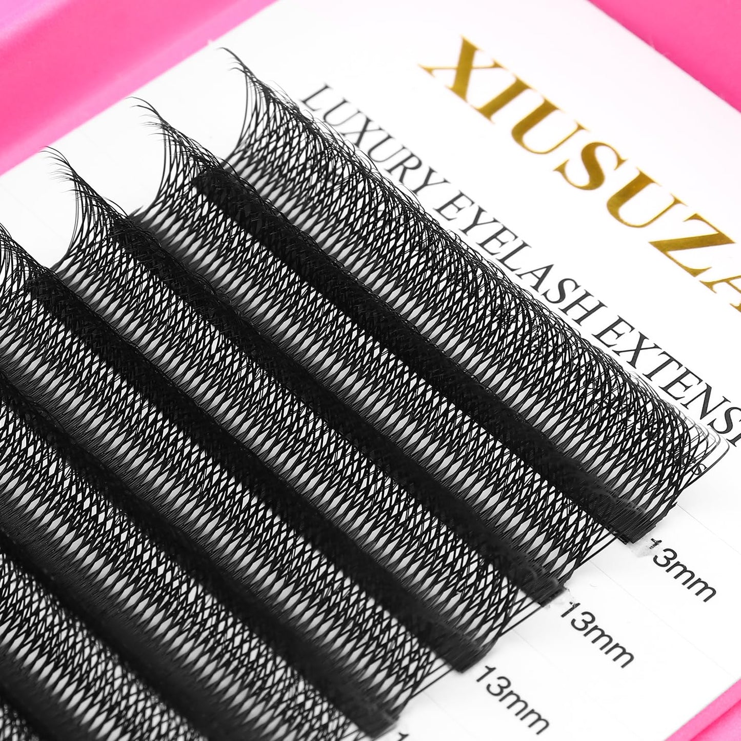 Lash Extensions Double Tips 4D Eyelash Extensions W Shape 0.07mm Thickness D Curl 14mm Premade Fans Easy Fan Volume Lashes Matte Black Crisscross(W-4D-Double Tips-0.07-D,14mm)