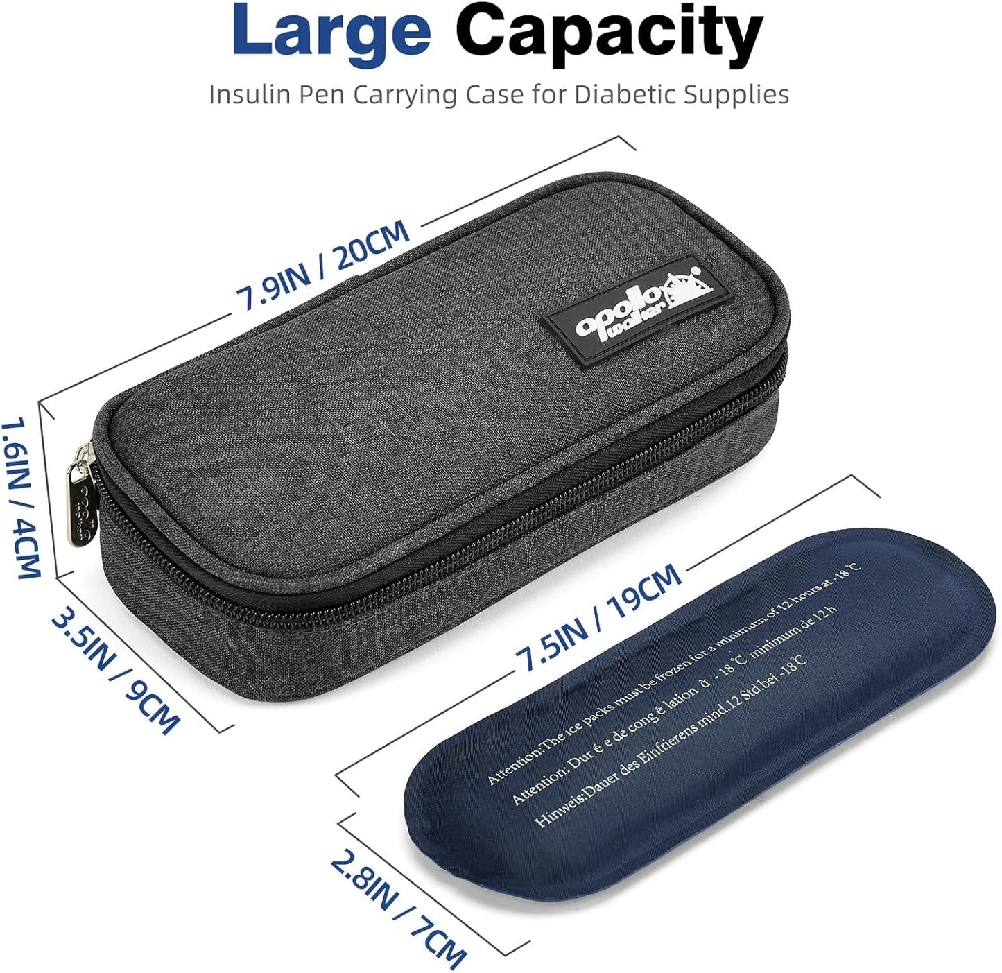 apollo walker Insulin Cooler Travel Case Diabetic Medication Cooler with Ice Packs and Insulation Liner insulin cooler travel case tsa approved