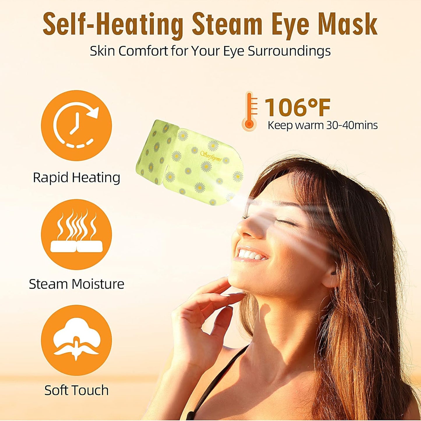 Serfeymi Steam Eye Masks Relieve Eye Fatigue, Eye Patch Self Heating Warm Eye Mask, Disposable Eye SPA Heated Eye Mask for Dry Eyes, Dark Circles, Tired Eyes -Unscented(5PCS)+ Chamomile(5PCS)