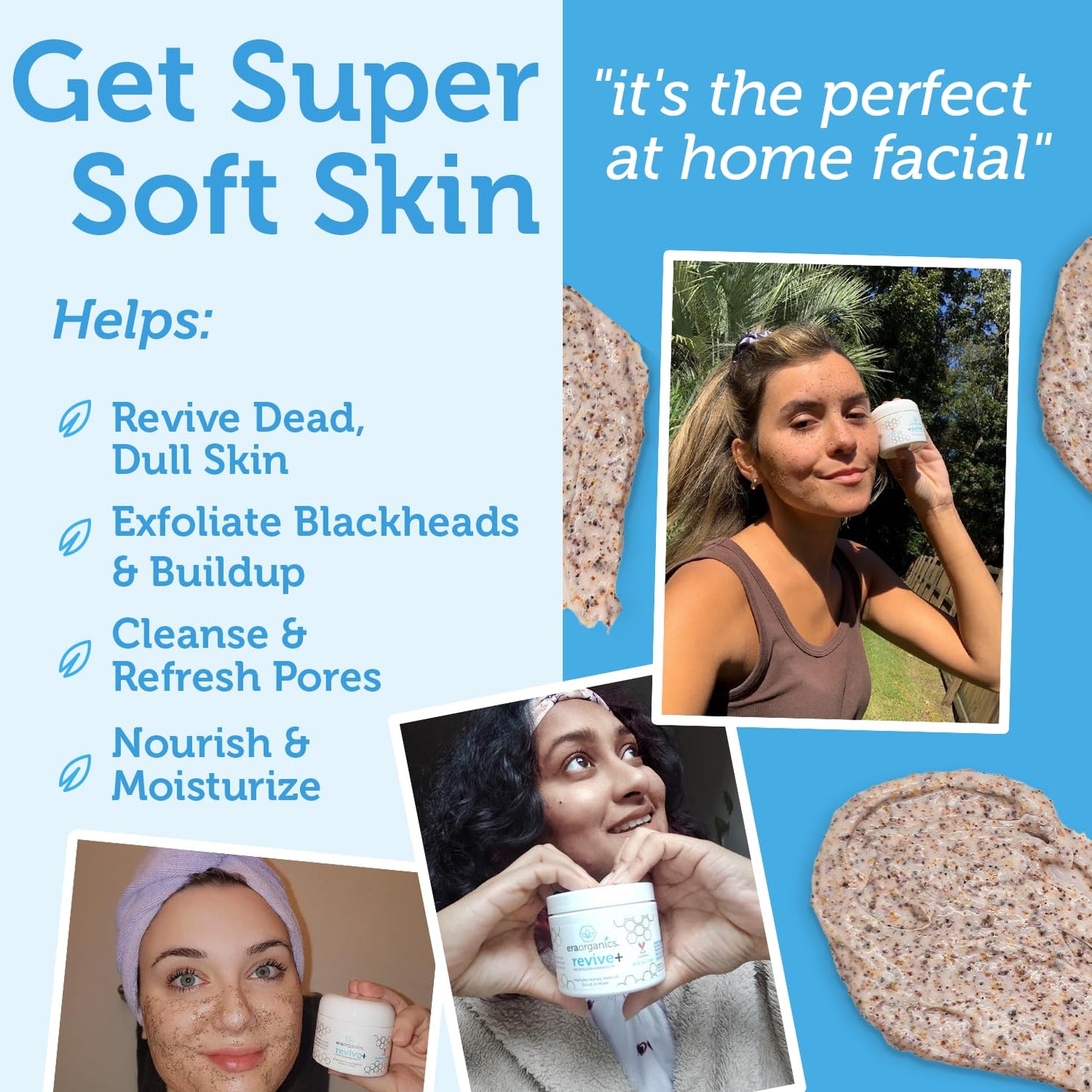 Era Organics Microdermabrasion Facial Scrub & Face Exfoliator - Spa Quality Exfoliating Mask with Manuka Honey Plus Walnut for Blackheads, Buildup, Wrinkles 4oz