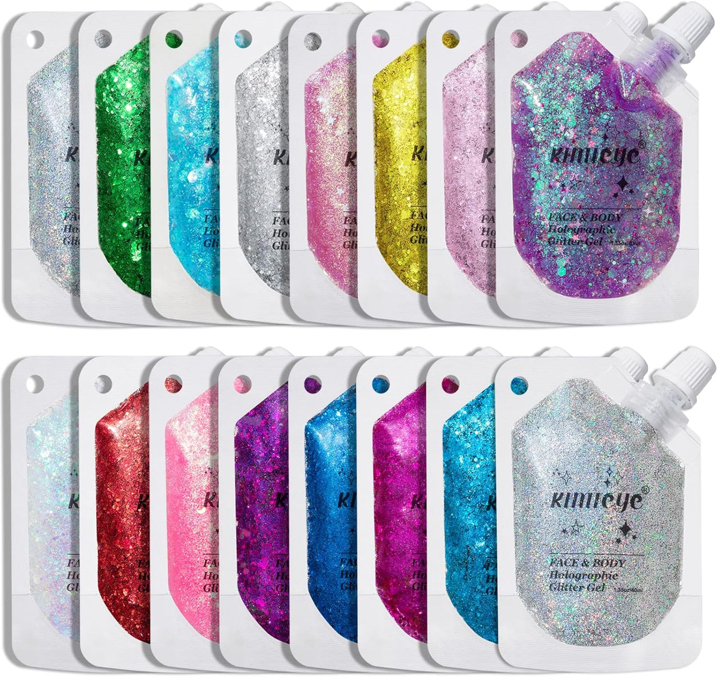 Holographic Face Glitter Gel Body Shimmer Makeup for for Hair, Face, Clavicle, Arm, Nail, Eyeshadow, Long Lasting Waterproof Mermaid Sequins Party Glitter for Rave Festival, 1.35oz (Pure Gold #11)