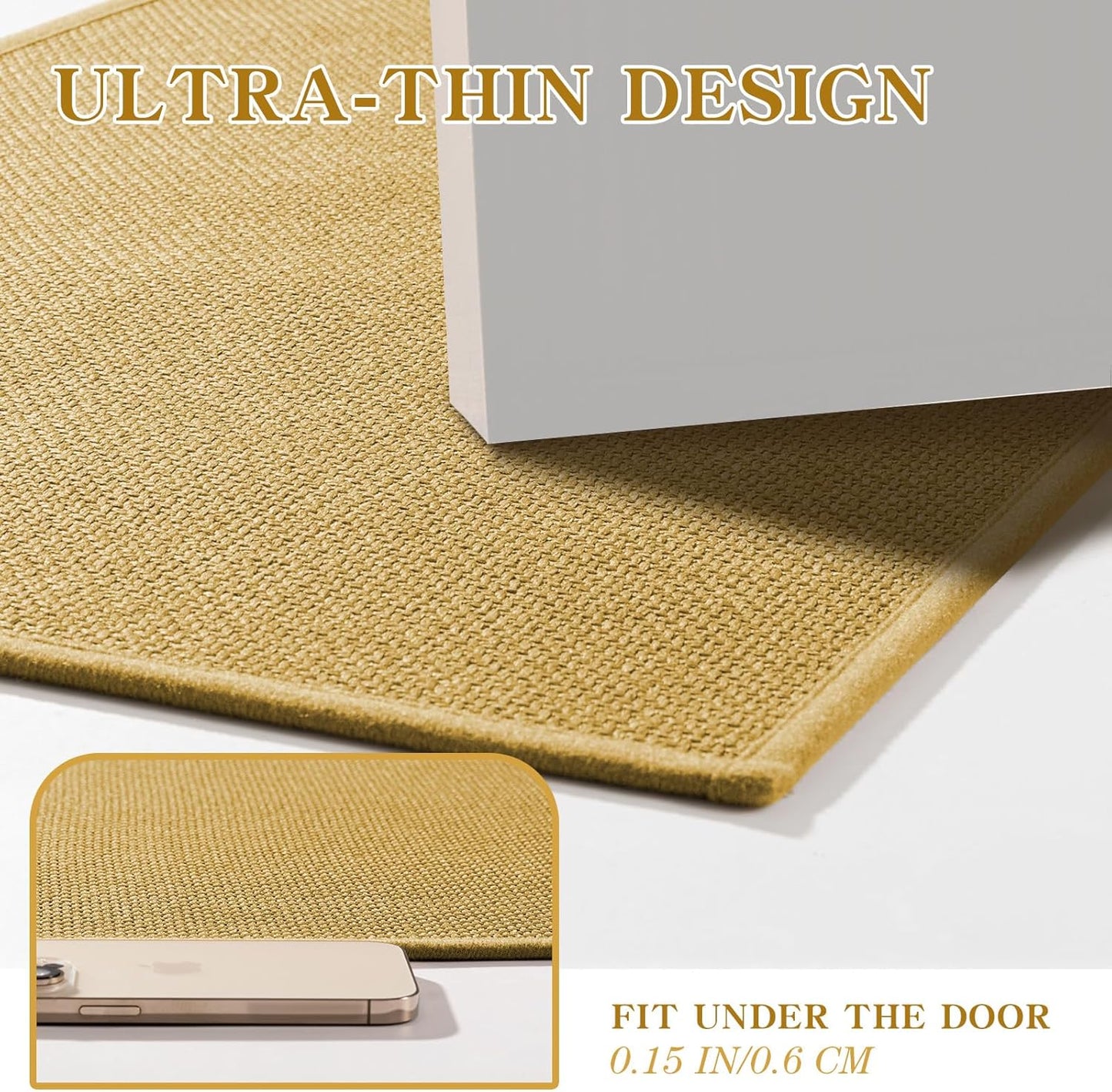 chakme Bathroom Rugs Mat 24x17, Ultra Thin Non Slip Bath Mat Small Quick Dry Absorbent Bath Mat for Bathroom Floor, (Yellow, 24"x17")