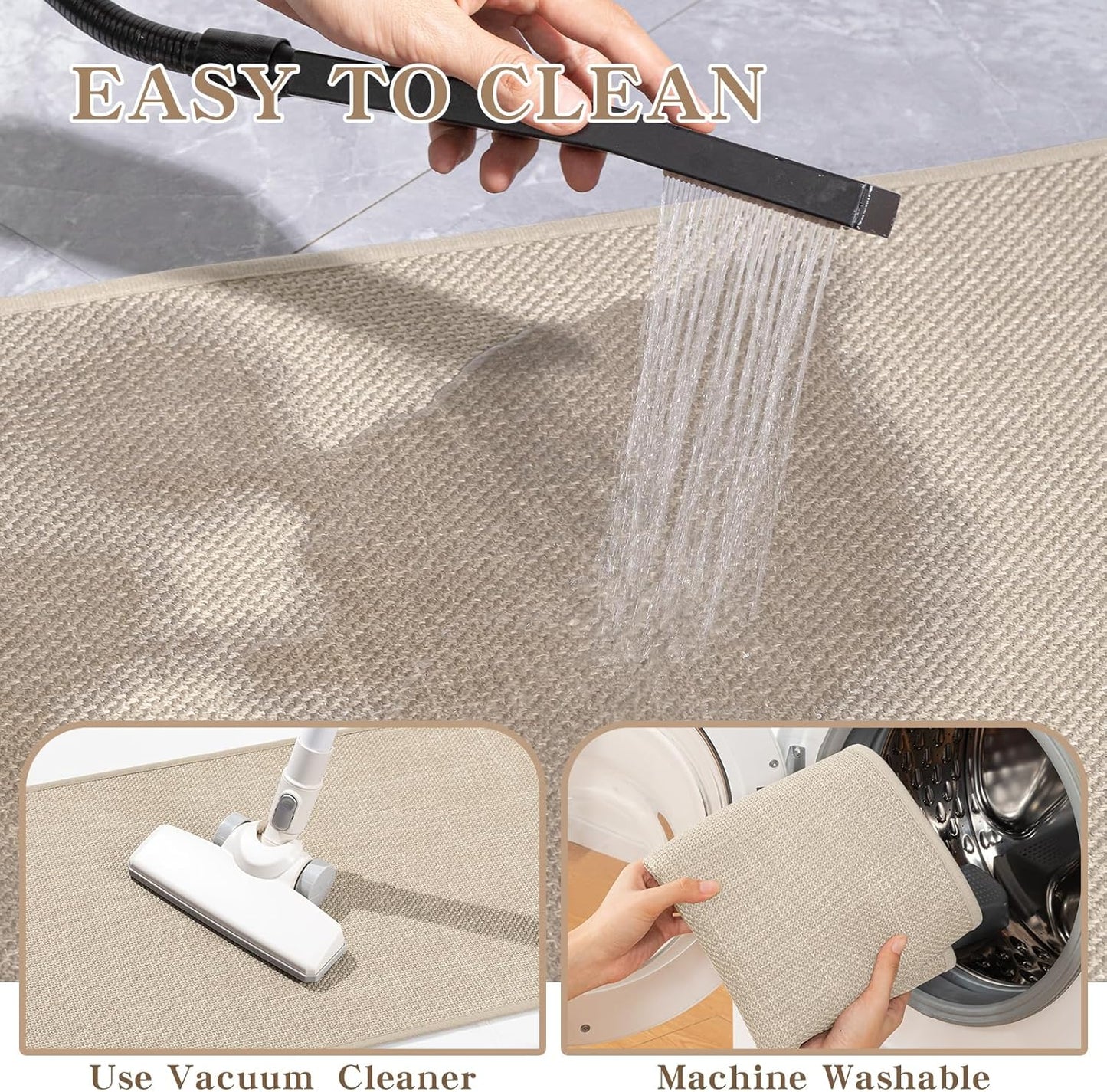 chakme Bathroom Rugs Mat 24x17, Ultra Thin Non Slip Bath Mat Small Quick Dry Absorbent Bath Mat for Bathroom Floor, (Light Beige, 24"x17")