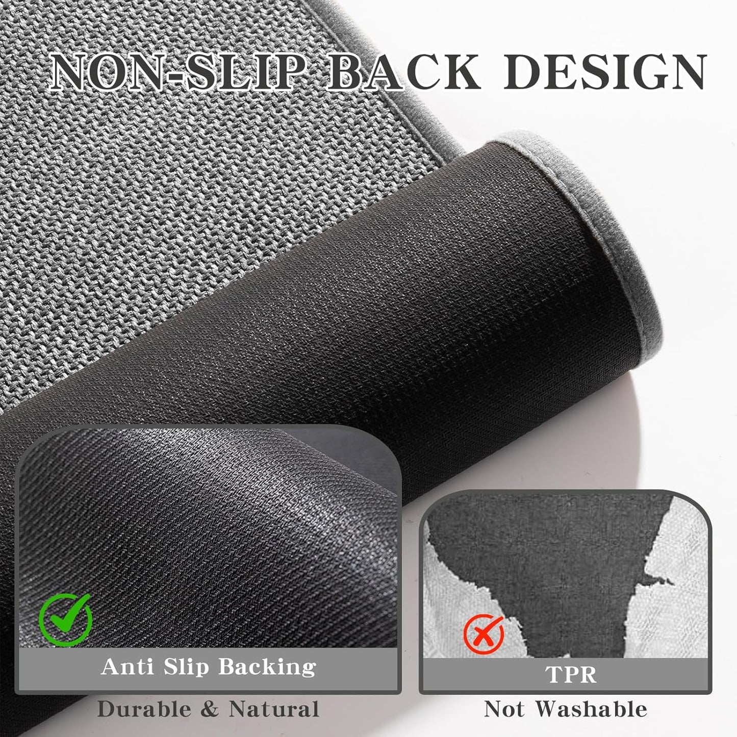 chakme Bathroom Rugs Mat 59x17, Ultra Thin Non Slip Bath Mat Runner Quick Dry Absorbent Bath Mat for Bathroom Floor, (Dark Grey, 59"x17")