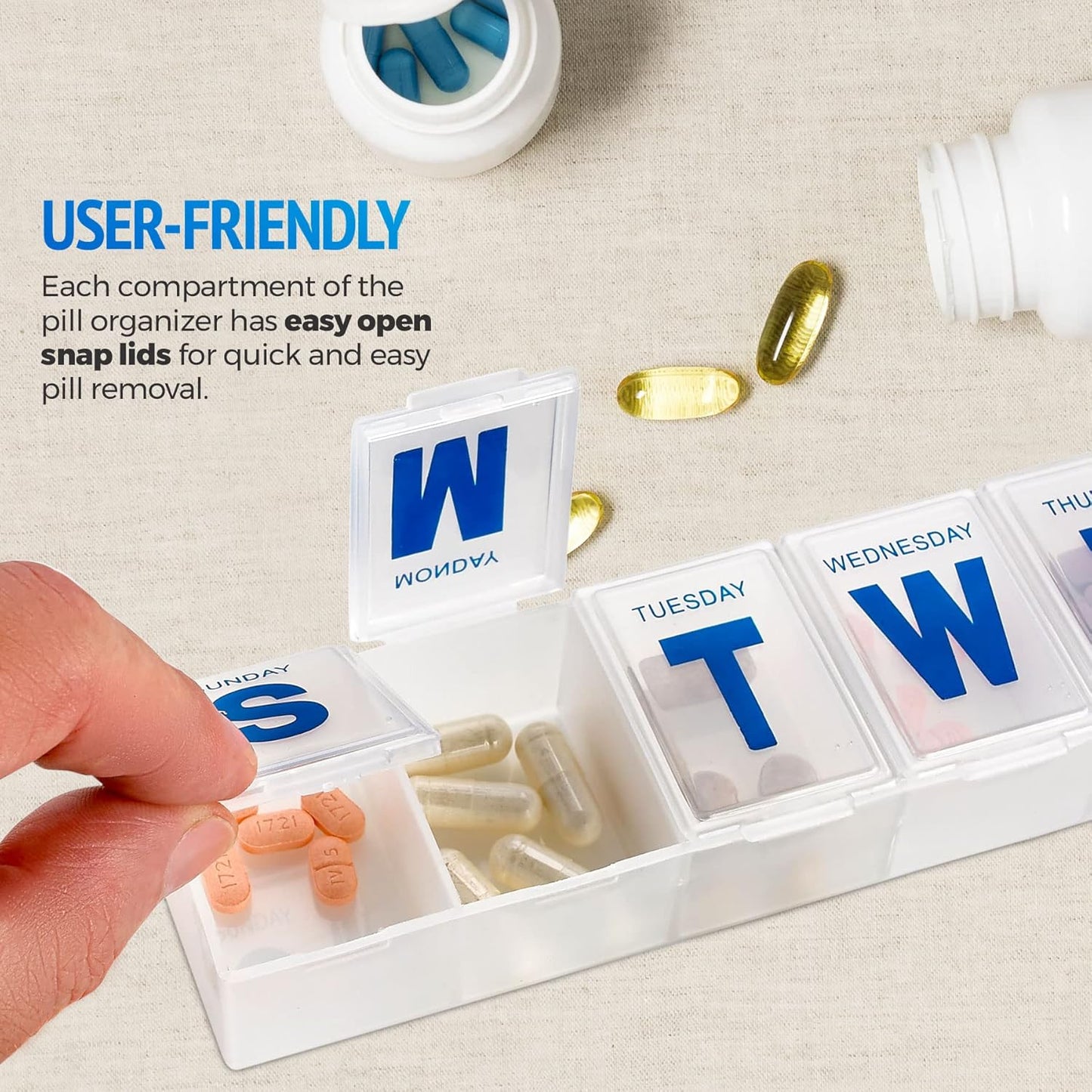 MEDca Weekly Pill Organizer, 7-Day Pill Planner Extra Large
